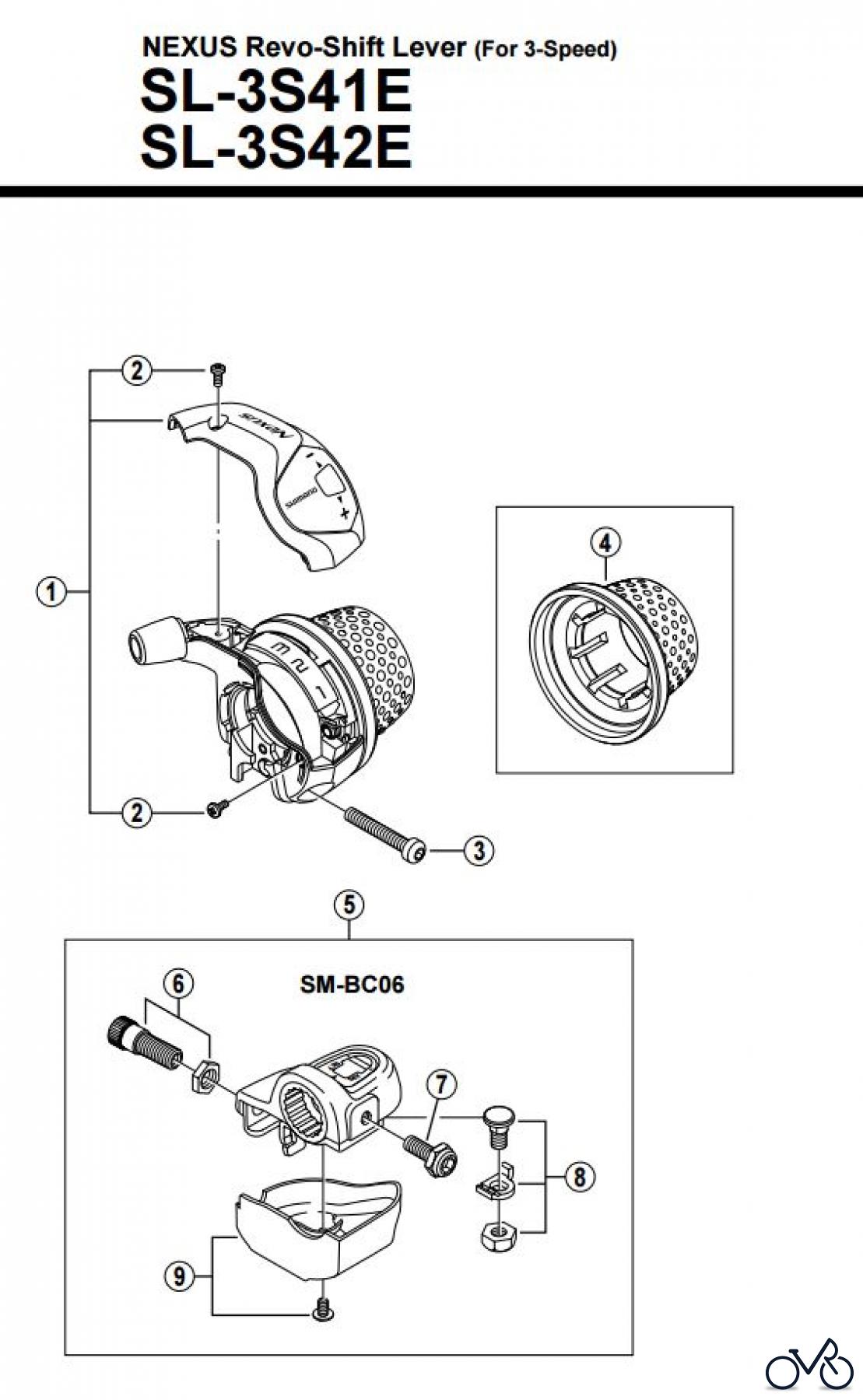 Shimano SL Shift Lever - Schalthebel SL-3S41-3S42-2730, SL-3S51E, SL-3S42E