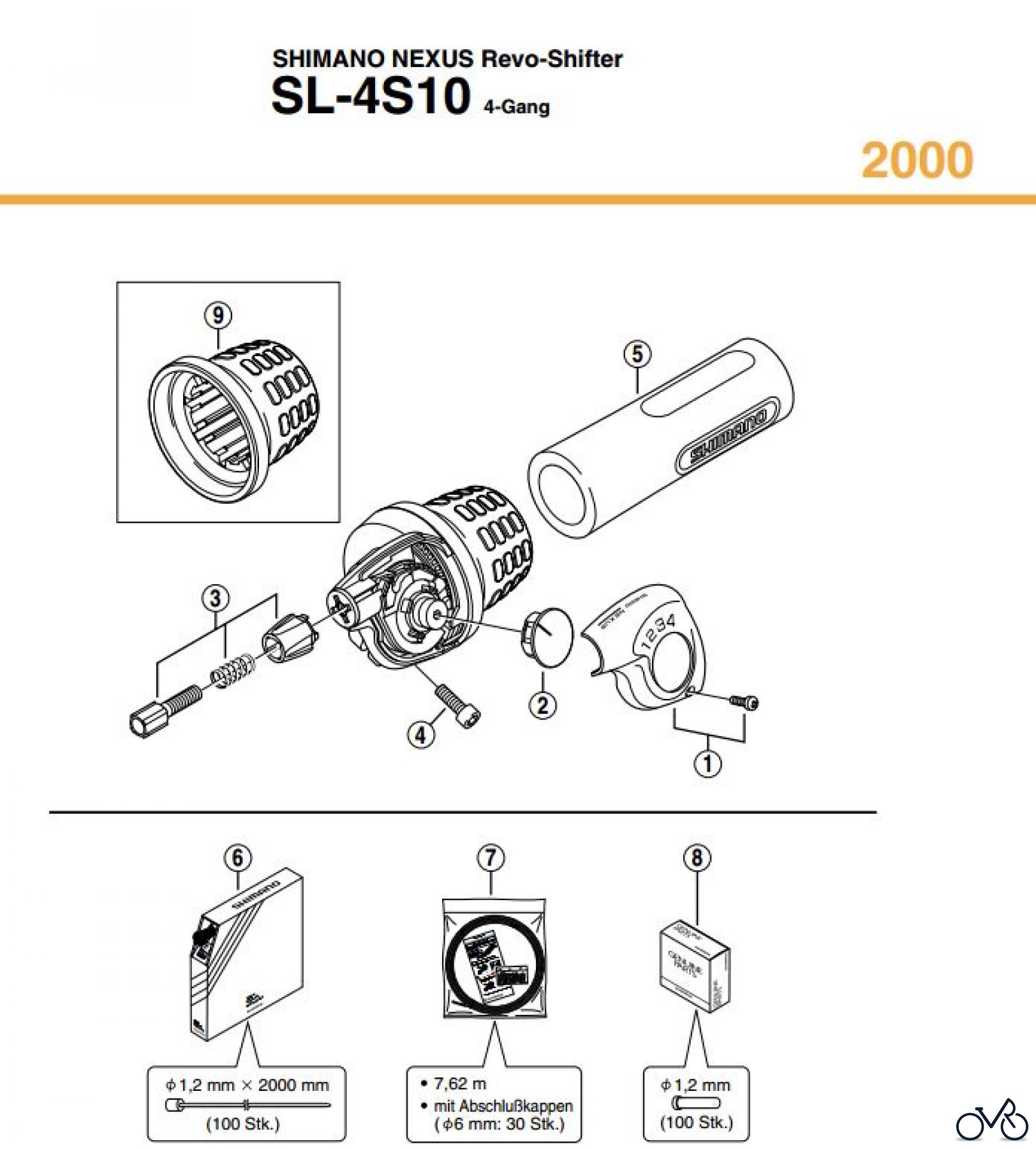 Shimano SL Shift Lever - Schalthebel SL-4S10, 2000 SHIMANO NEXUS Revo-Shifter
