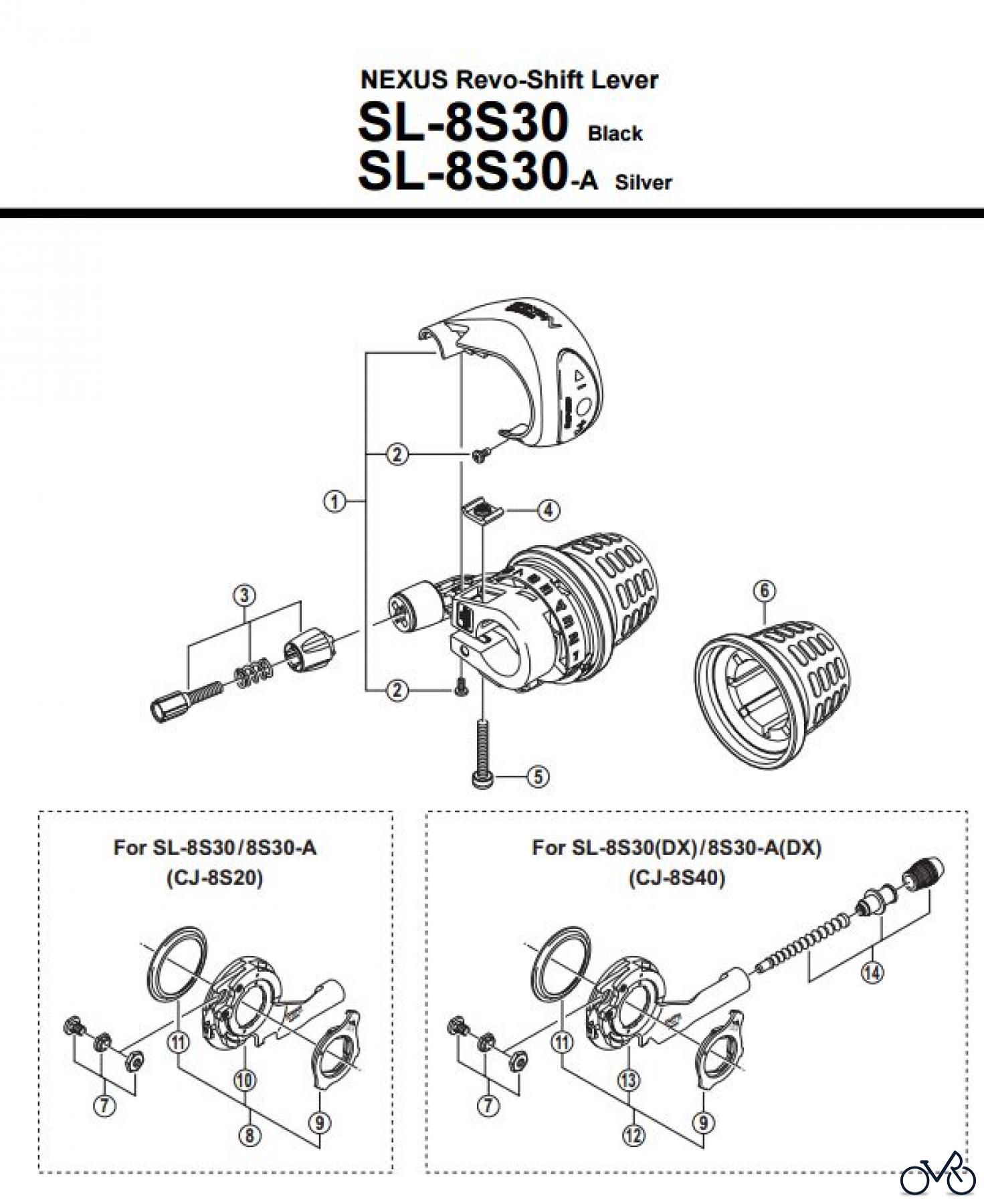 Shimano SL Shift Lever - Schalthebel SL-8S30. SL-8S30-A NEXUS Revo-Shift Lever