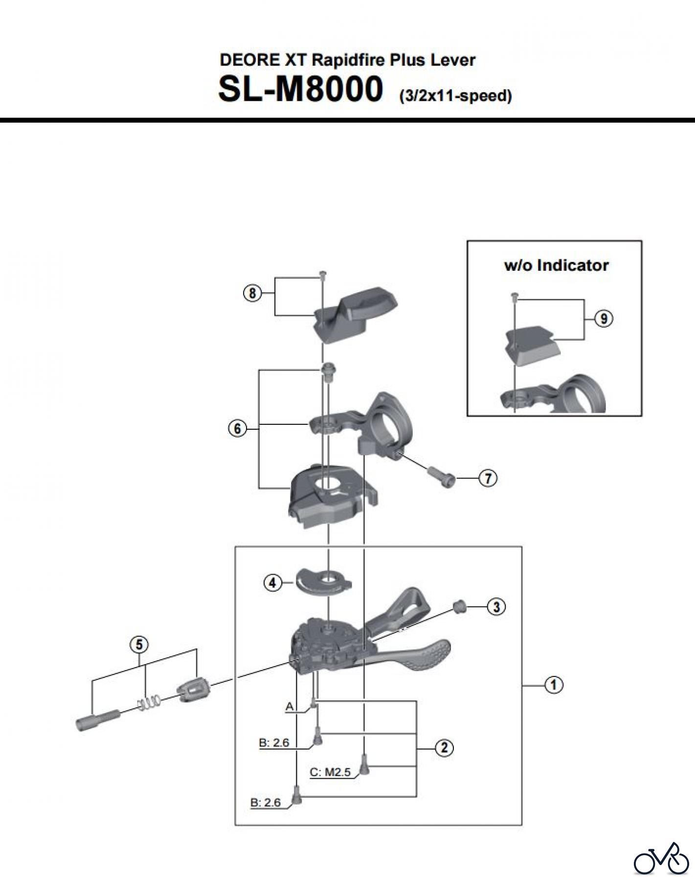 Shimano SL Shift Lever - Schalthebel SL-M8000 -3860 DEORE XT Rapidfire Plus Lever