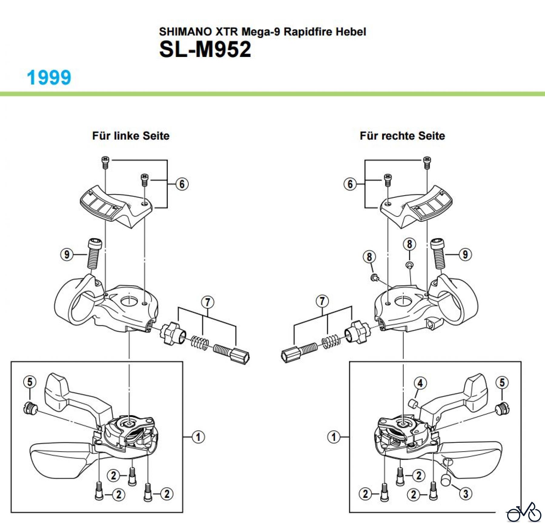 Shimano SL Shift Lever - Schalthebel SL-M952-1782 SHIMANO XTR Mega-9 Rapidfire Hebel