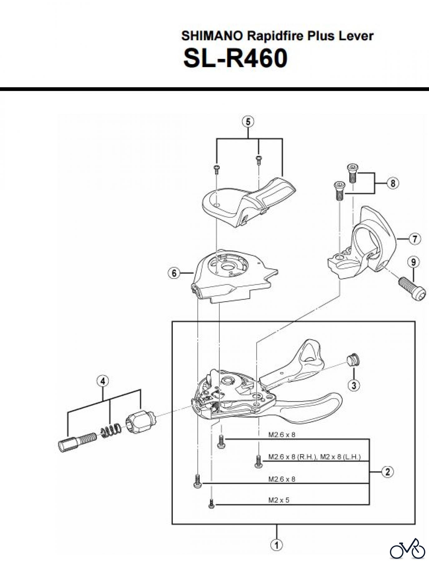 Shimano SL Shift Lever - Schalthebel SL-R460 -3627 SHIMANO Rapidfire Plus Lever