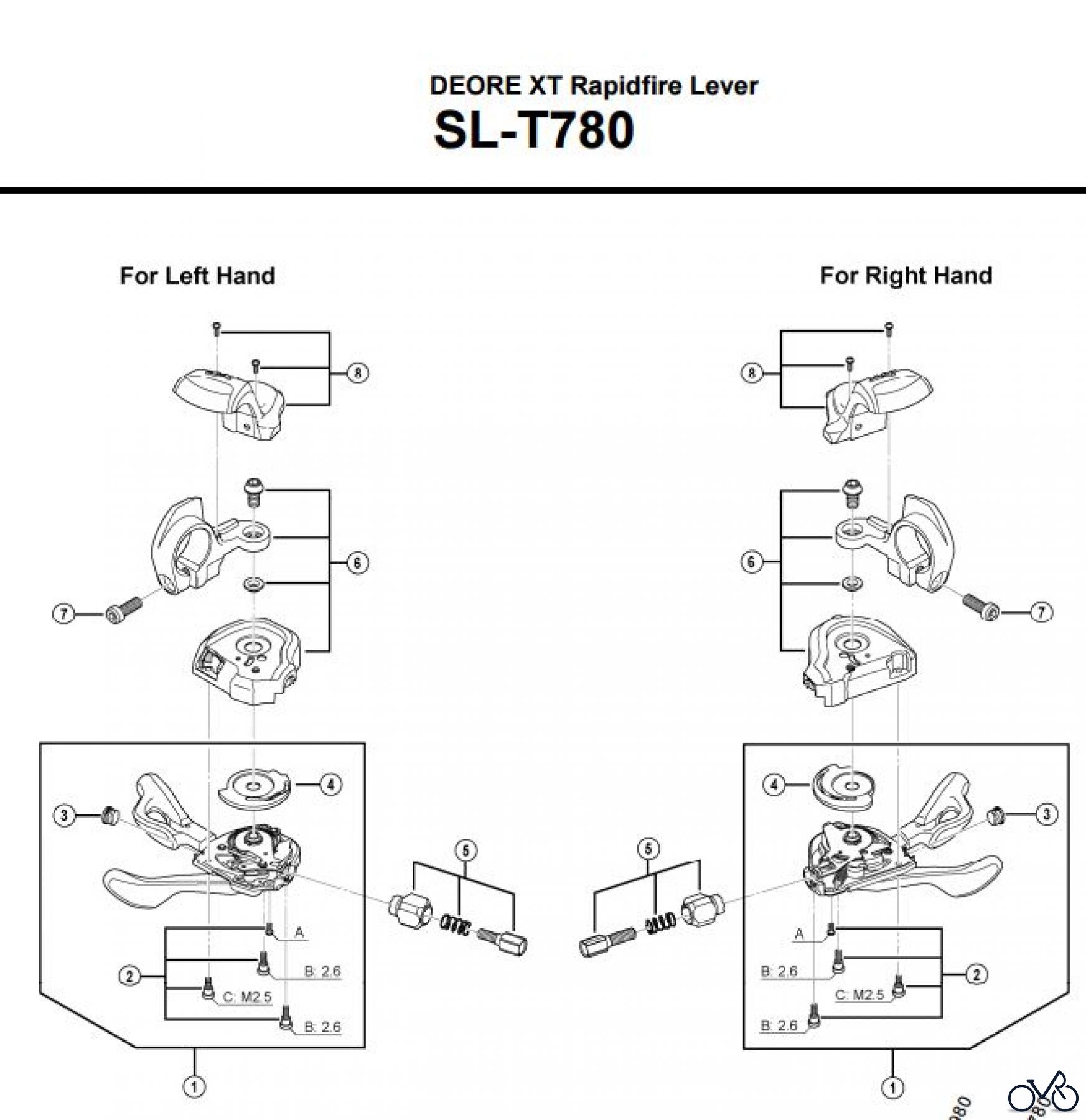Shimano SL Shift Lever - Schalthebel SL-T780 DEORE XT Rapidfire Lever