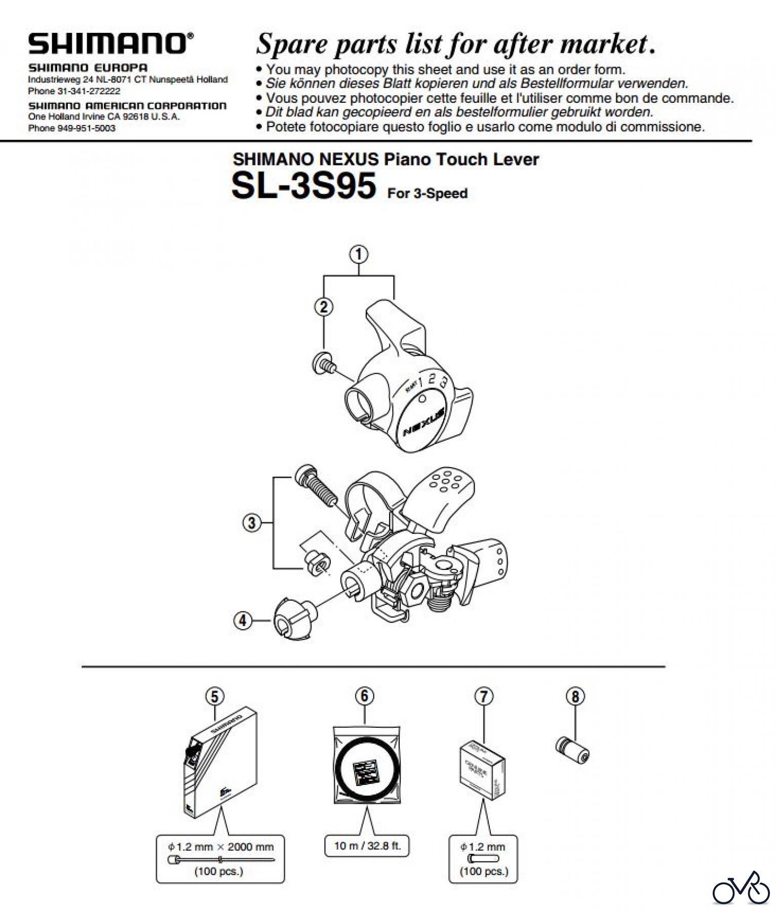 Shimano SL Shift Lever - Schalthebel SL_3S95 SHIMANO NEXUS Piano Touch Lever
