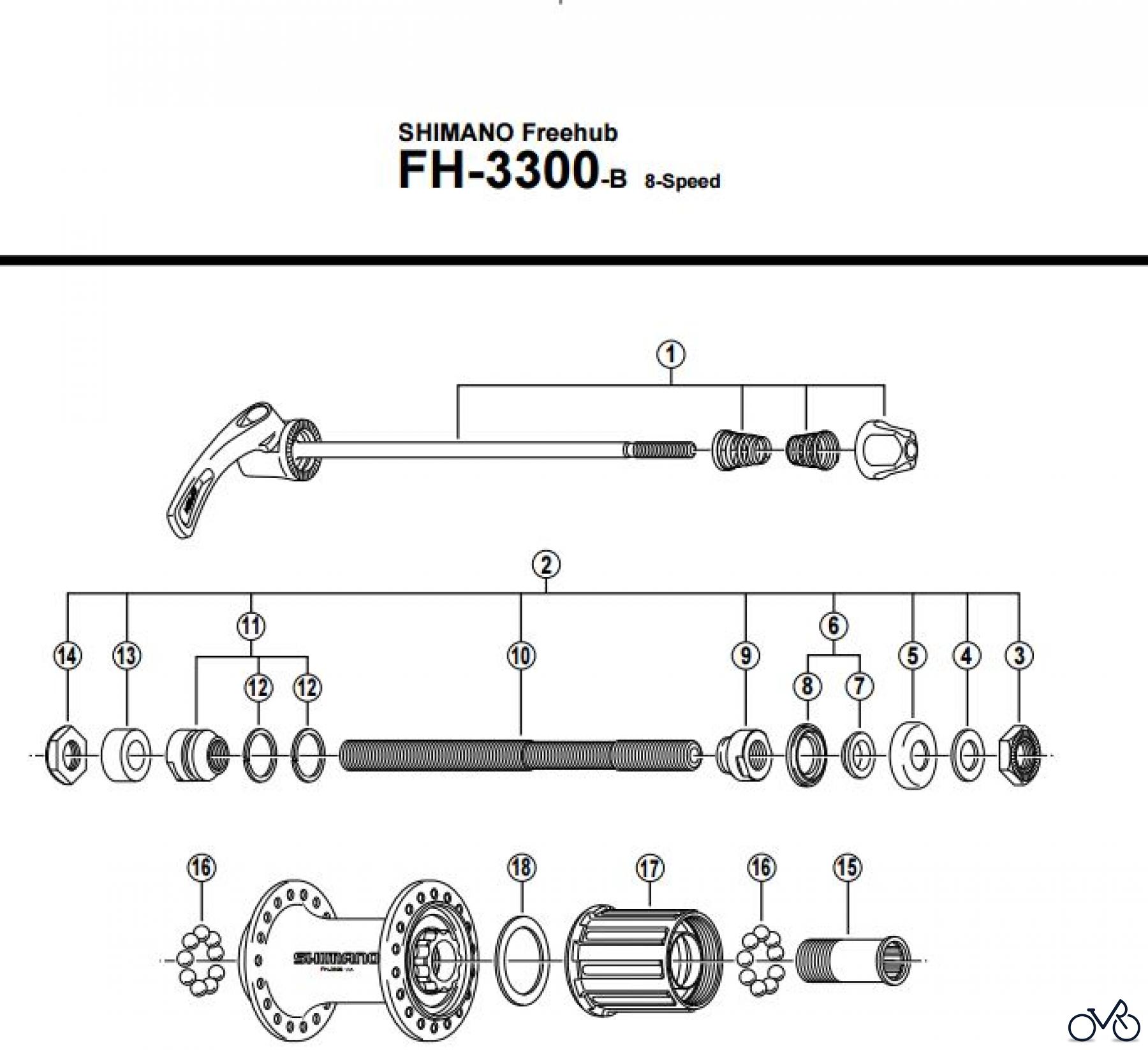 Shimano FH Free Hub - Freilaufnabe FH-3300-B SHIMANO Kasettennabe 8-fach