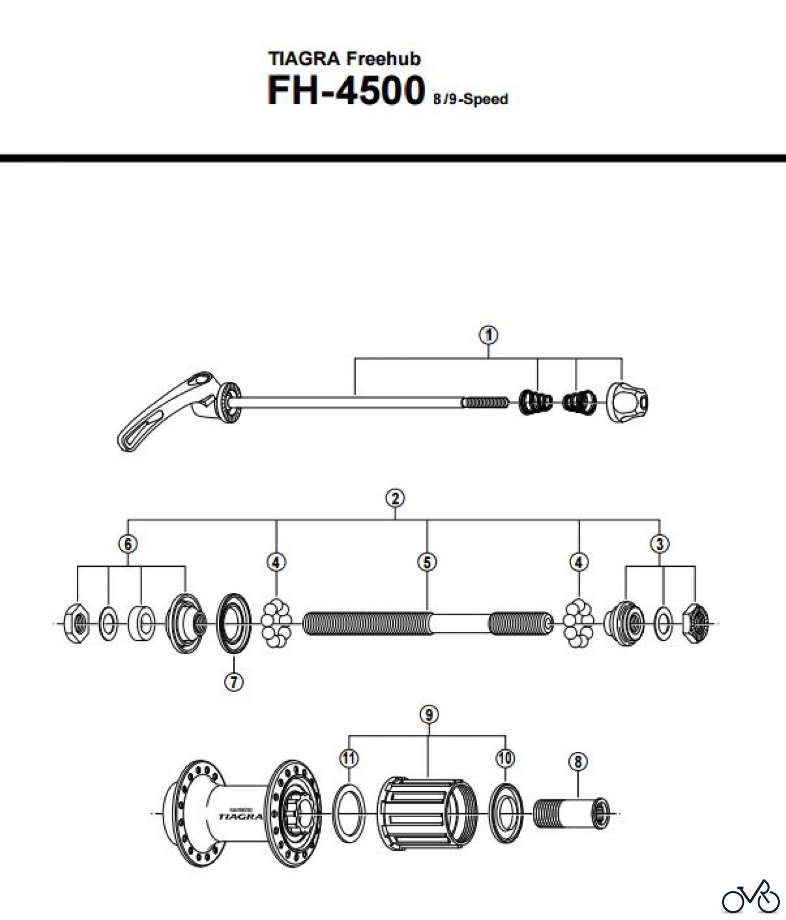 Shimano FH Free Hub - Freilaufnabe FH-4500, TIAGRA Freehub 8/9-Fach