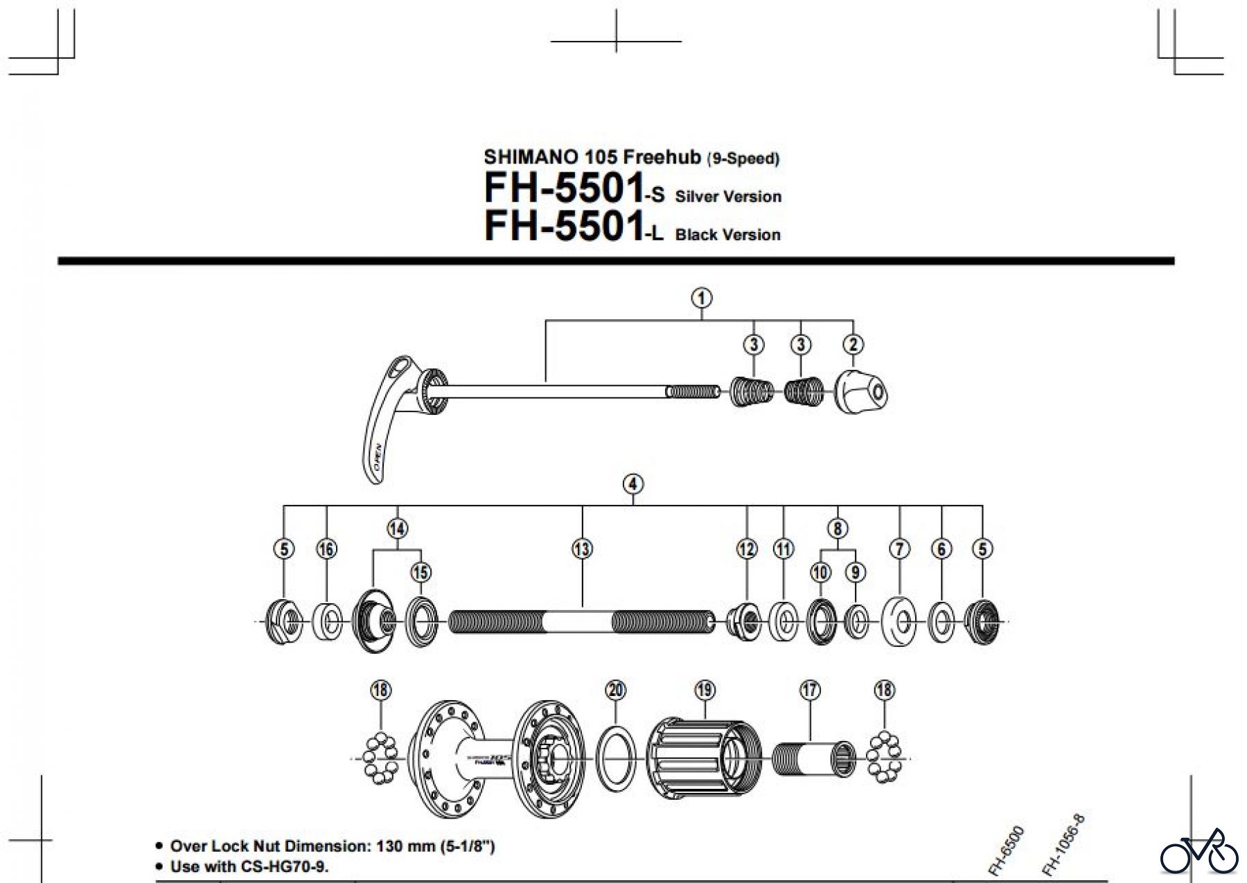 Shimano FH Free Hub - Freilaufnabe FH-5501 SHIMANO 105 Kassettennabe (9-fach)