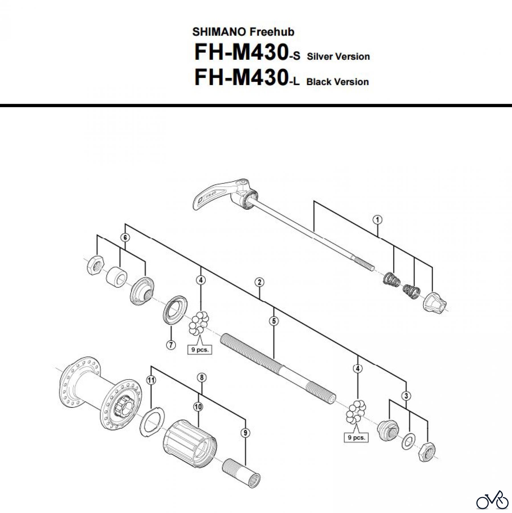Shimano FH Free Hub - Freilaufnabe FH-M430 -2995 SHIMANO Kassettennabe