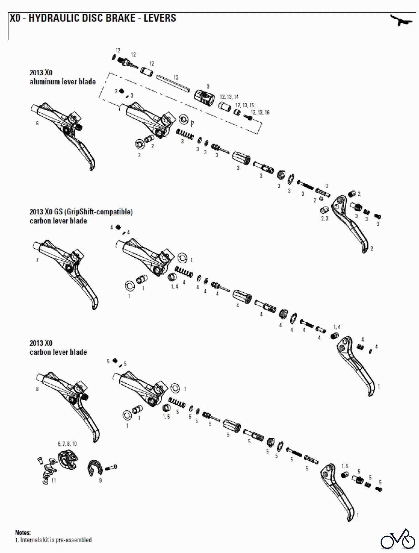 Sram avid HYDRAULIC DISC BRAKE - LEVERS X0 - HYDRAULIC DISC BRAKE - LEVERS 2013