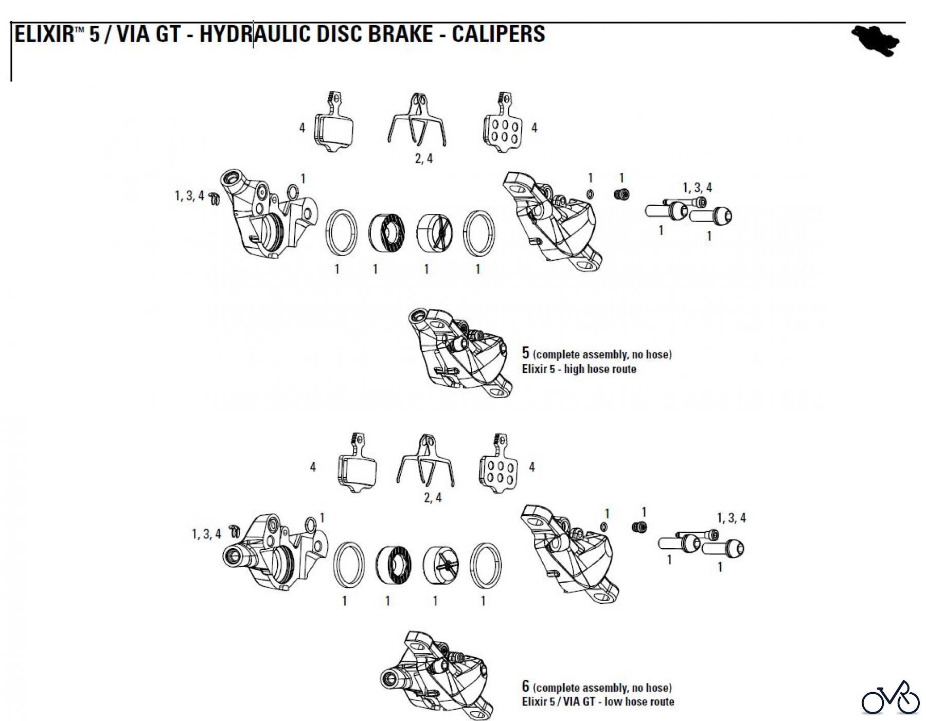 Sram avid HYDRAULIC DISC BRAKE - CALIPERS ELIXIR™ 5 / VIA GT - HYDRAULIC DISC BRAKE - CALIPERS
