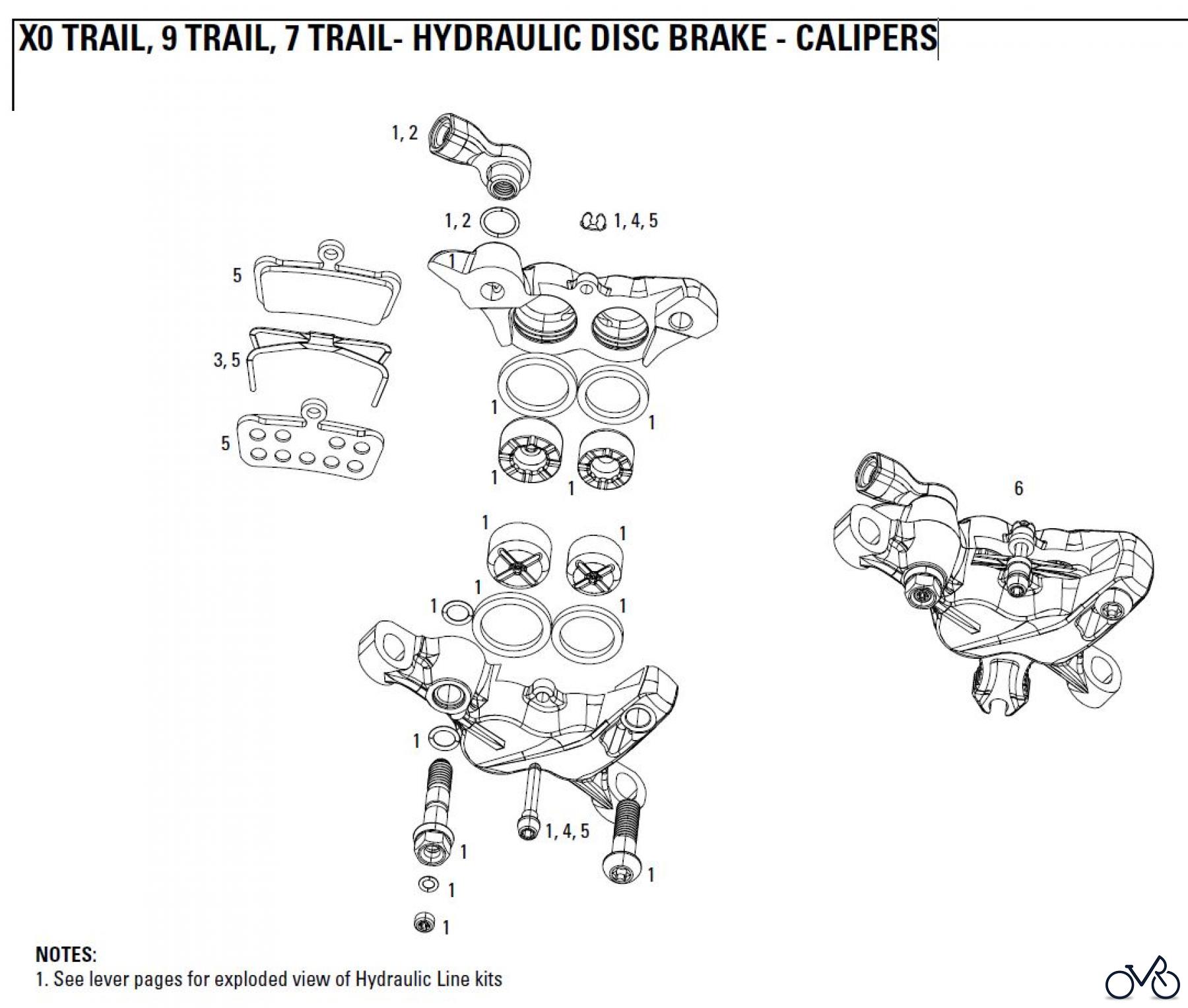 Sram avid HYDRAULIC DISC BRAKE - CALIPERS X0 TRAIL, 9 TRAIL, 7 TRAIL- HYDRAULIC DISC BRAKE - CALIPERS