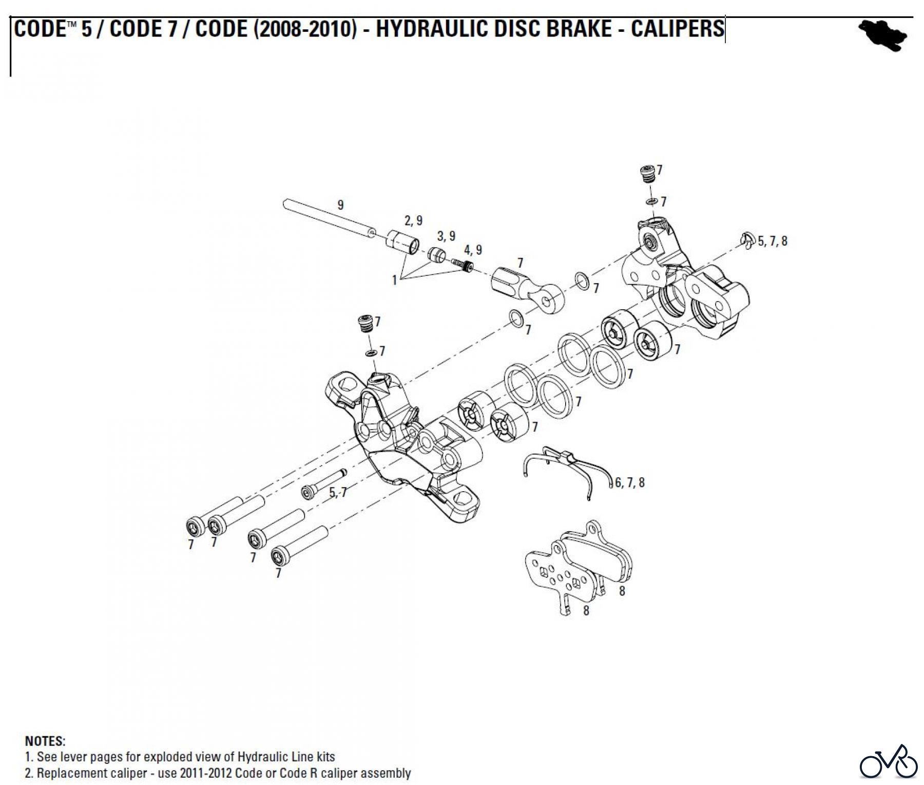 Sram avid HYDRAULIC DISC BRAKE - CALIPERS CODE™ 5 / CODE 7 / CODE (2008-2010) - HYDRAULIC DISC BRAKE - CALIPERS