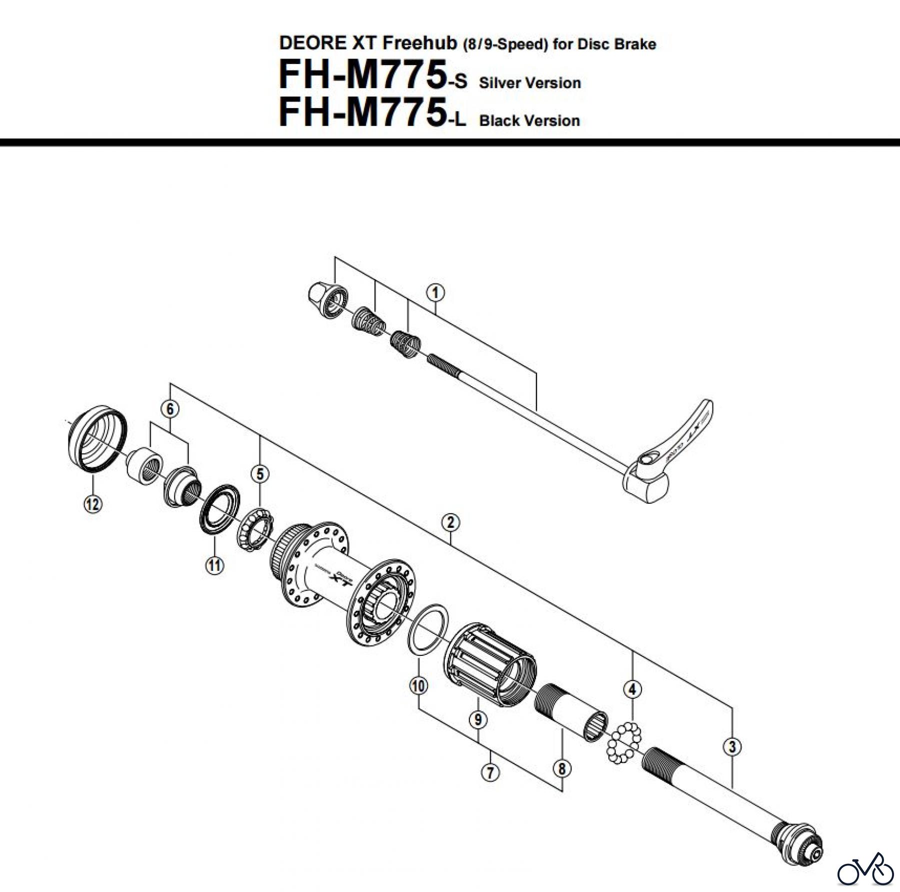 Shimano FH Free Hub - Freilaufnabe FH-M775 -2700A DEORE XT Freehub (8/9-Speed) for Disc Brake