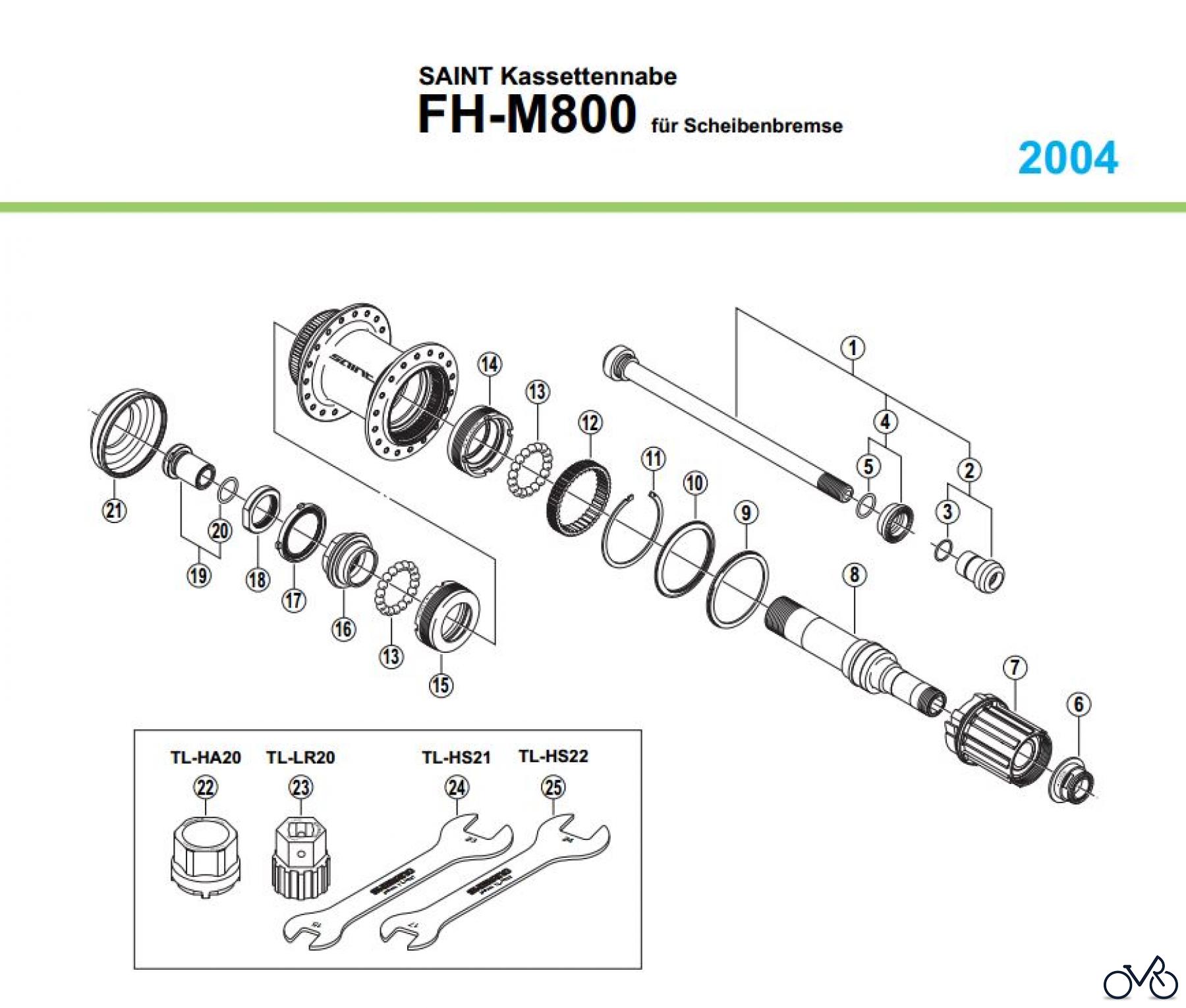 Shimano FH Free Hub - Freilaufnabe FH-M800, 2004 SAINT Kassettennabe für Scheibenbremse