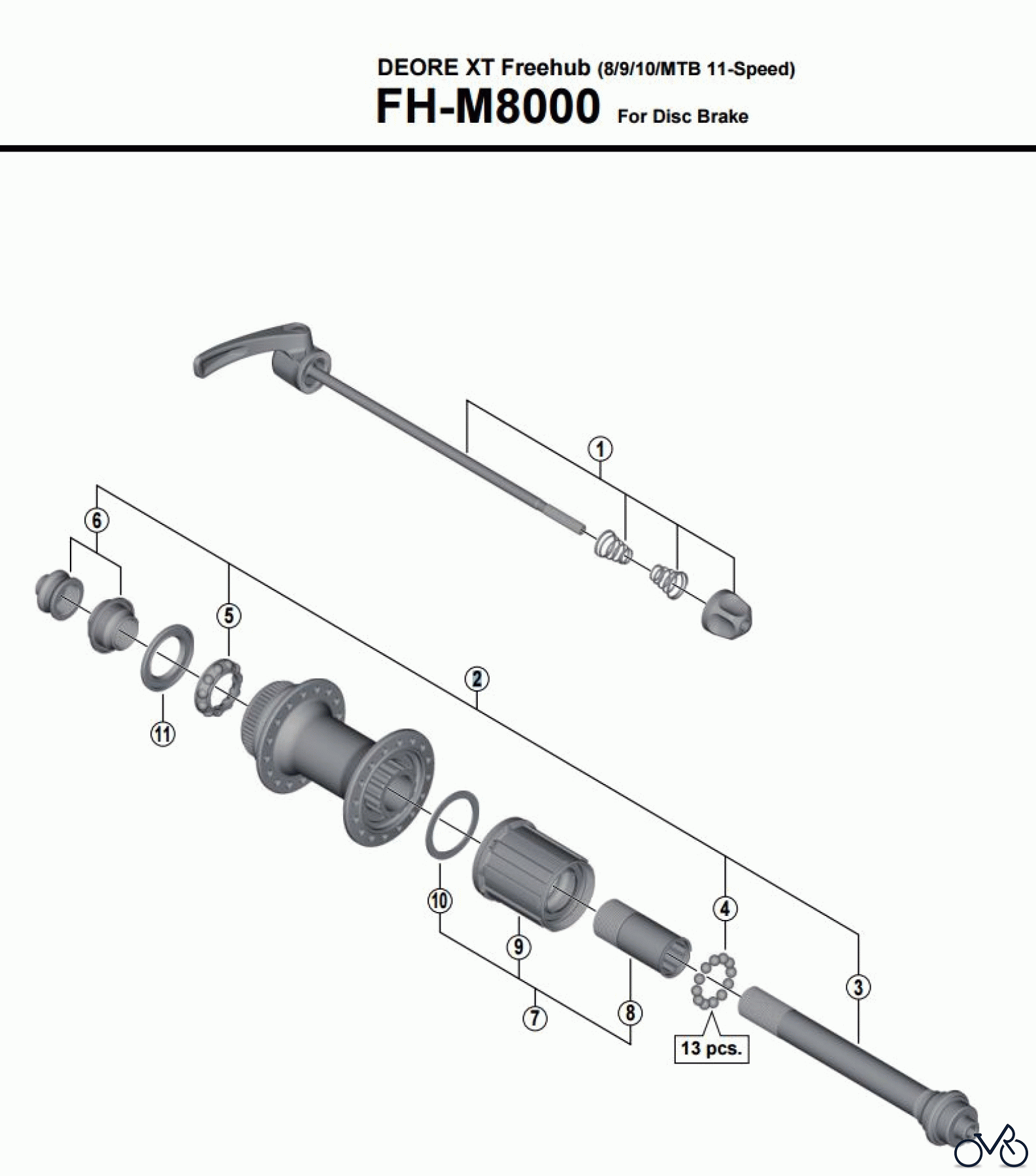 Shimano FH Free Hub - Freilaufnabe FH-M8000 DEORE XT Freehub (8/9/10/MTB 11-Speed)