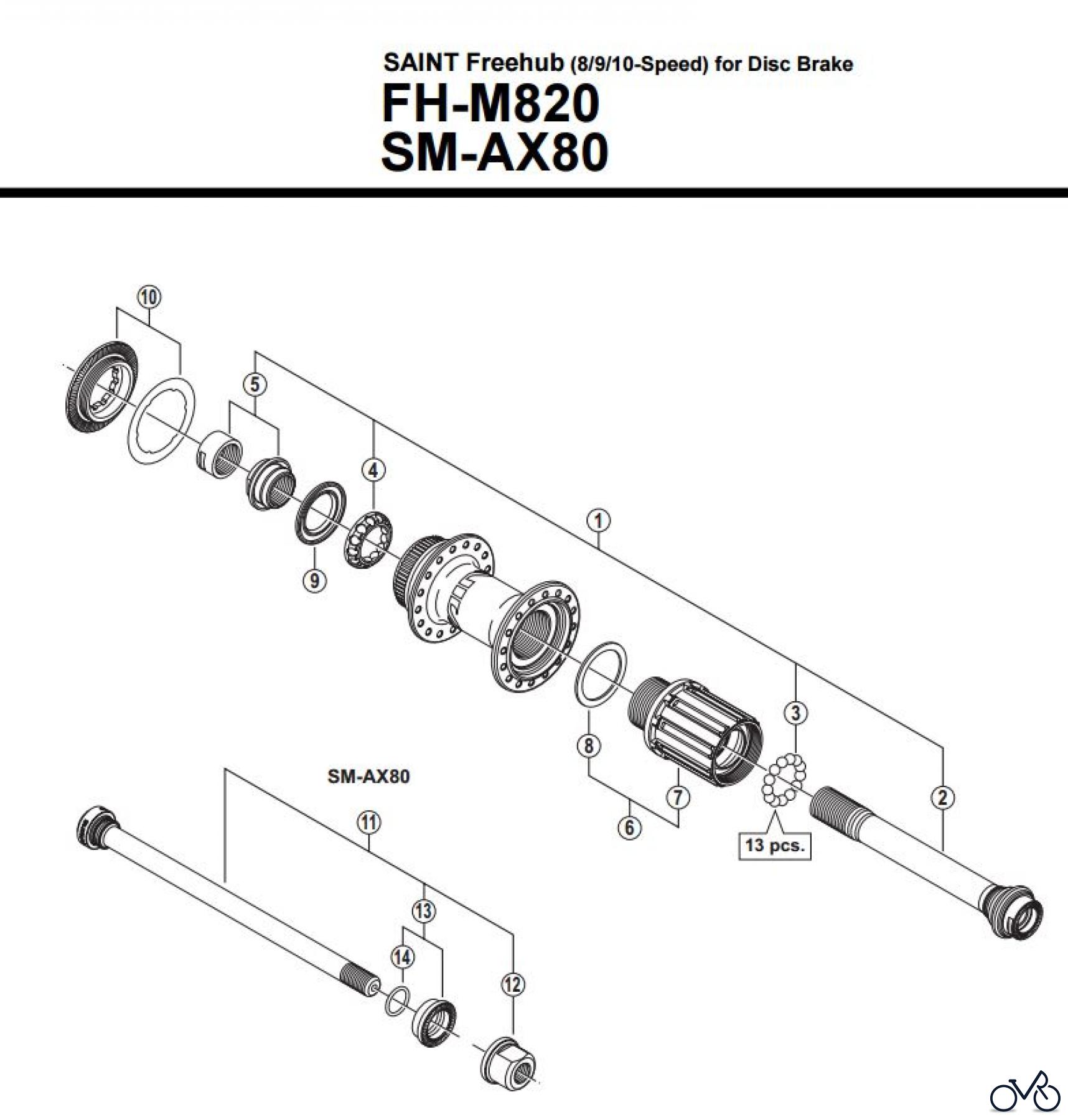Shimano FH Free Hub - Freilaufnabe FH-M820 SAINT Freehub (8/9/10-Speed) for Disc Brake