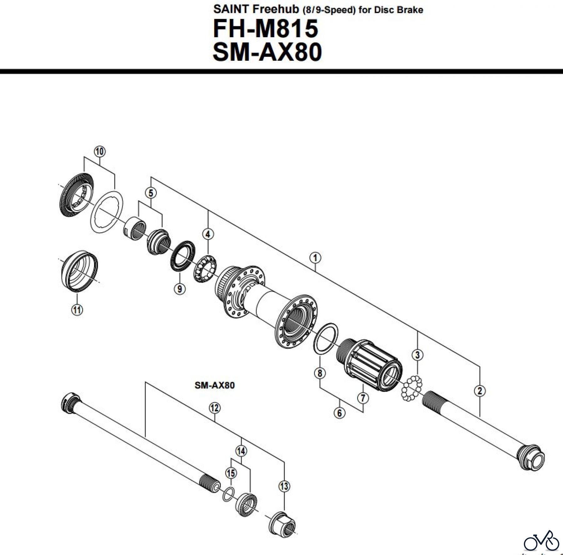 Shimano FH Free Hub - Freilaufnabe FH-M815 SAINT Freehub (8/9-Speed) for Disc Brake