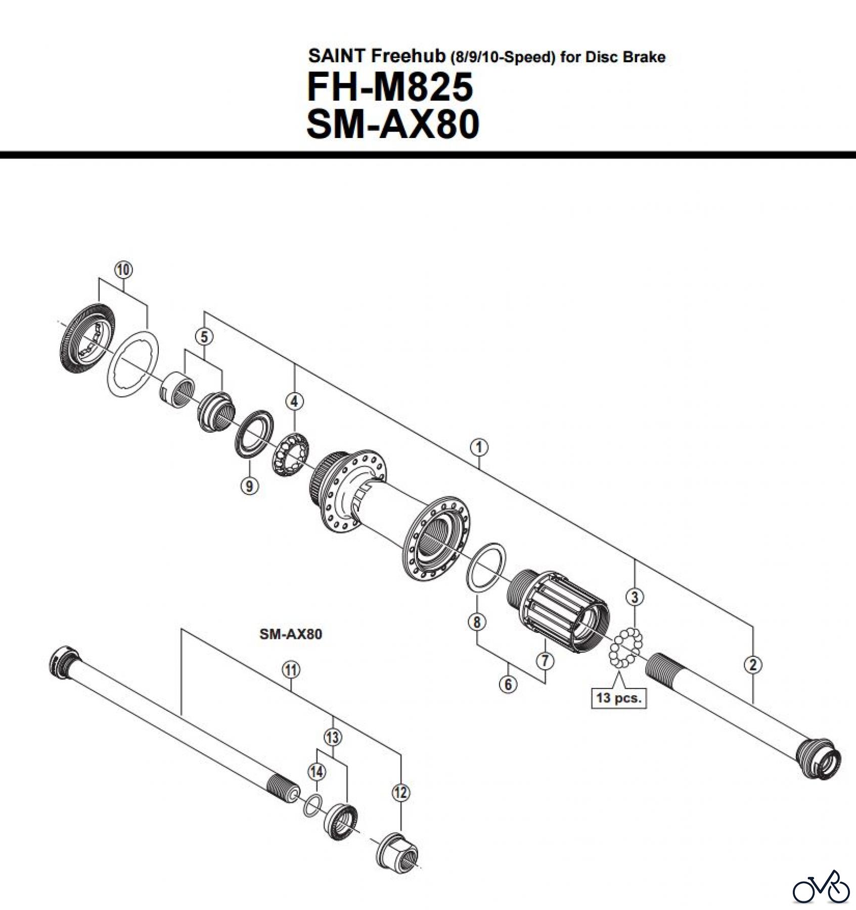 Shimano FH Free Hub - Freilaufnabe FH-M825 SAINT Freehub (8/9/10-Speed) for Disc Brak