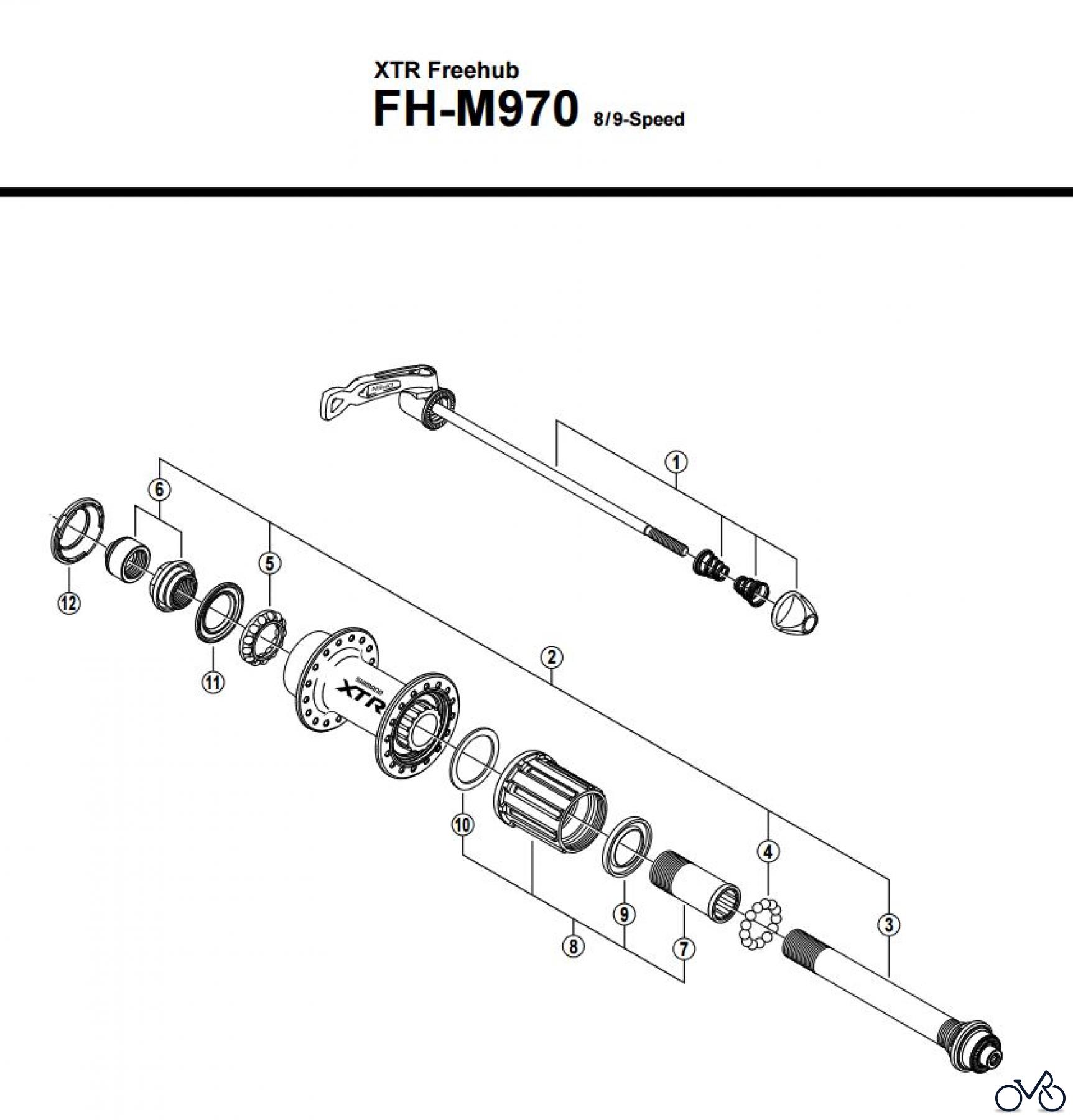 Shimano FH Free Hub - Freilaufnabe FH-M970 -2546 XTR Freehub 8/9-fach
