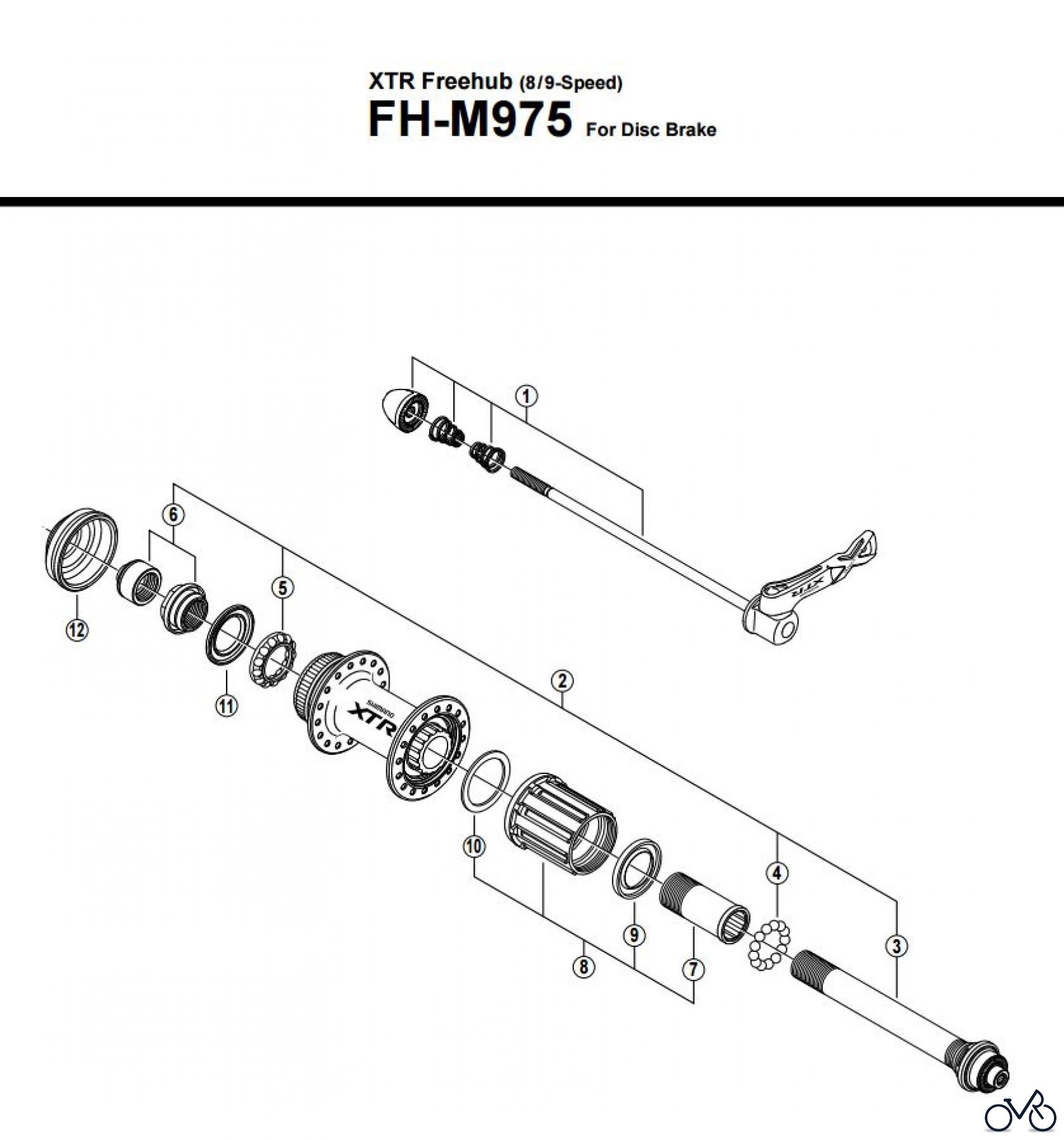 Shimano FH Free Hub - Freilaufnabe FH-M975 -2547 XTR Freehub (8/9-Speed)