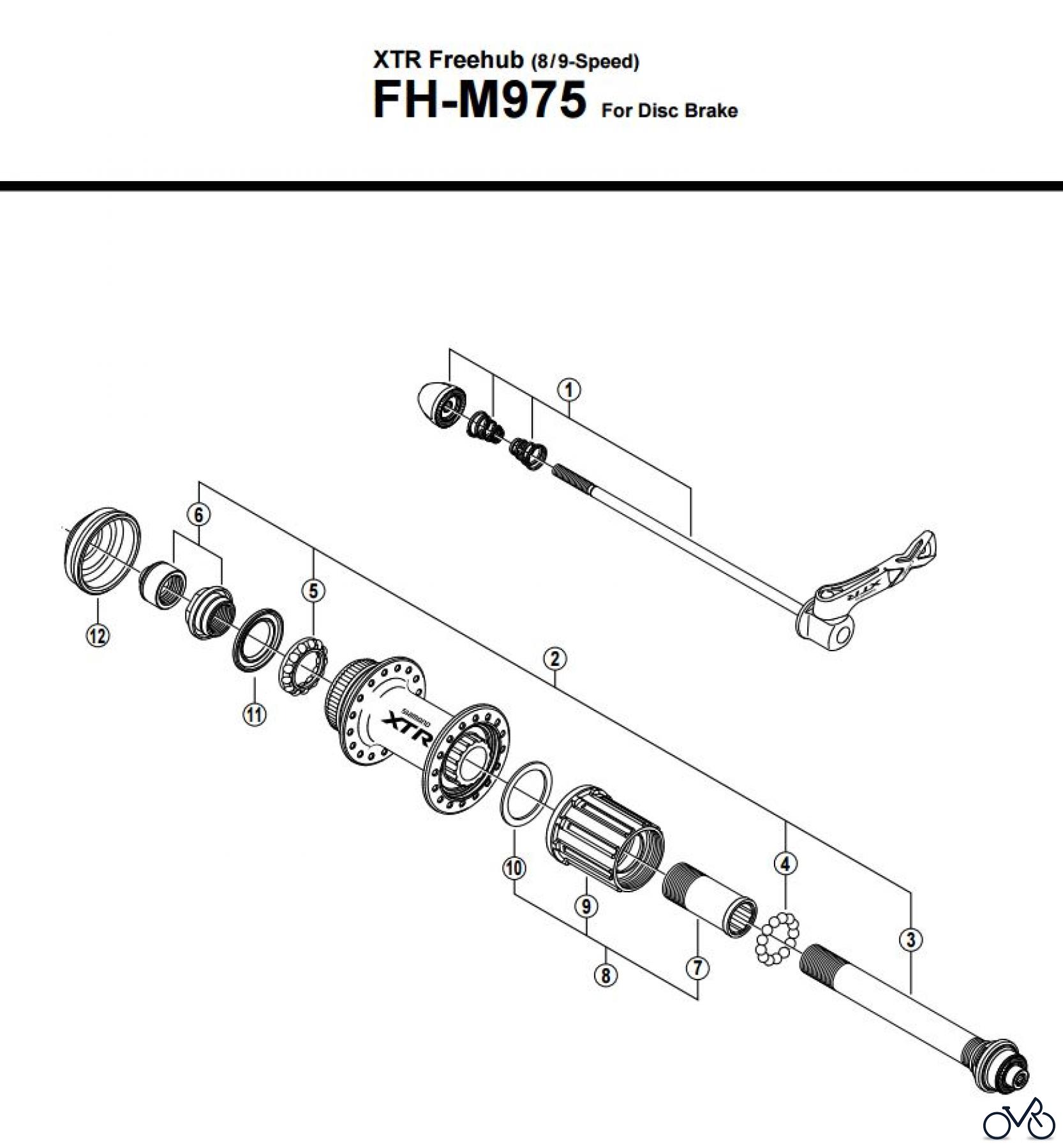Shimano FH Free Hub - Freilaufnabe FH-M975 -2547A XTR Freehub (8/9-Speed)