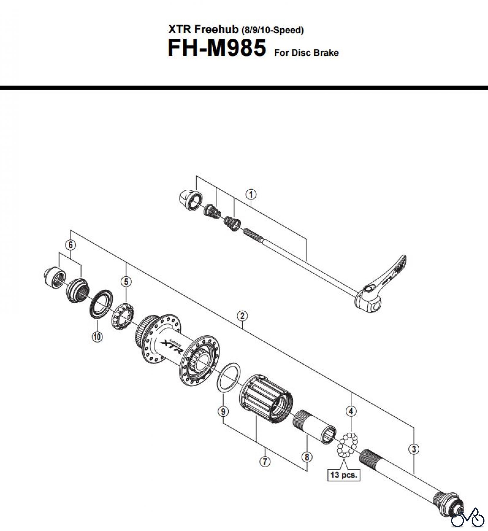 Shimano FH Free Hub - Freilaufnabe FH-M985 -3012 XTR Freehub (8/9/10-Speed)