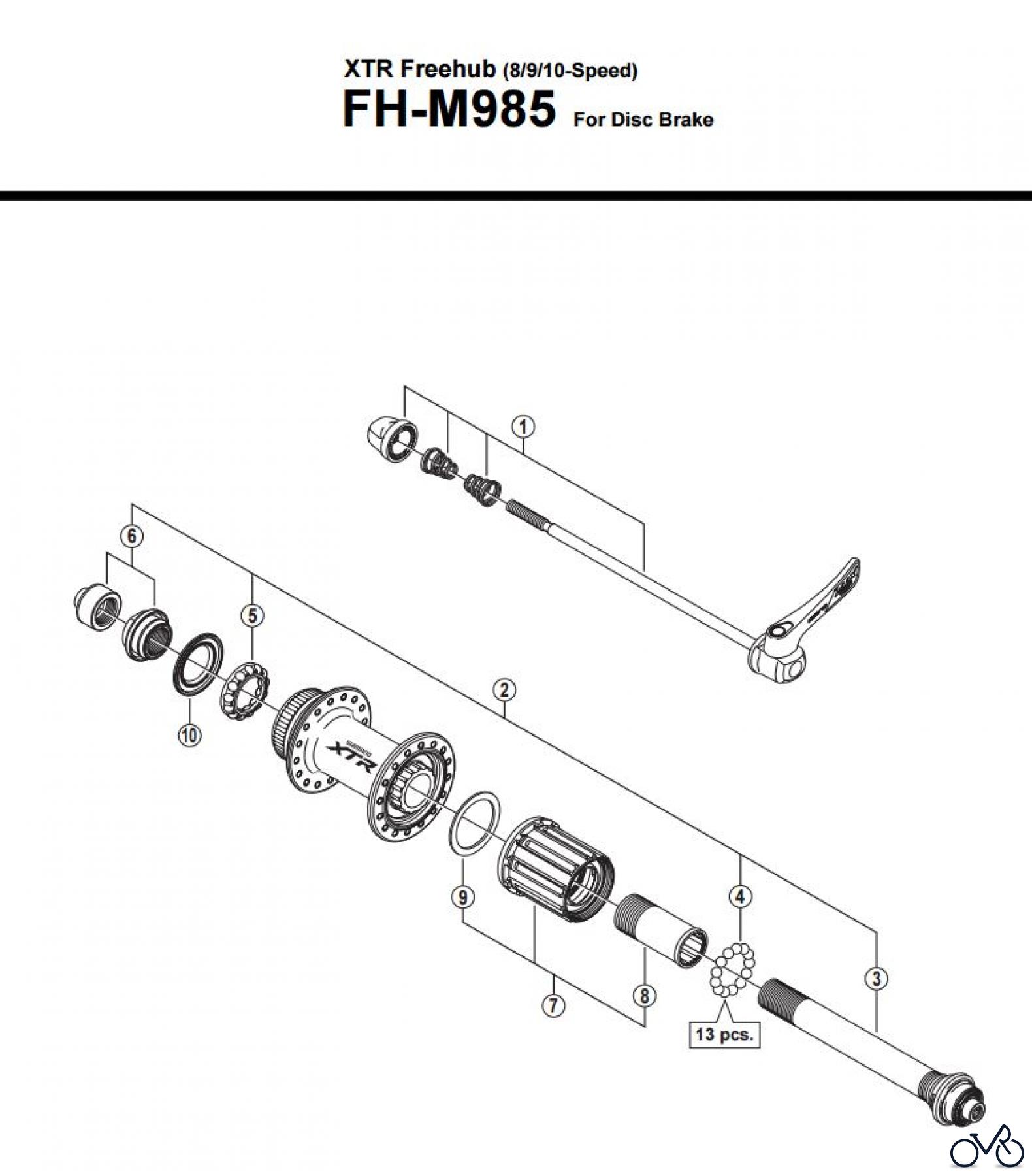 Shimano FH Free Hub - Freilaufnabe FH-M985 -3012_v1 XTR Freehub (8/9/10-Speed