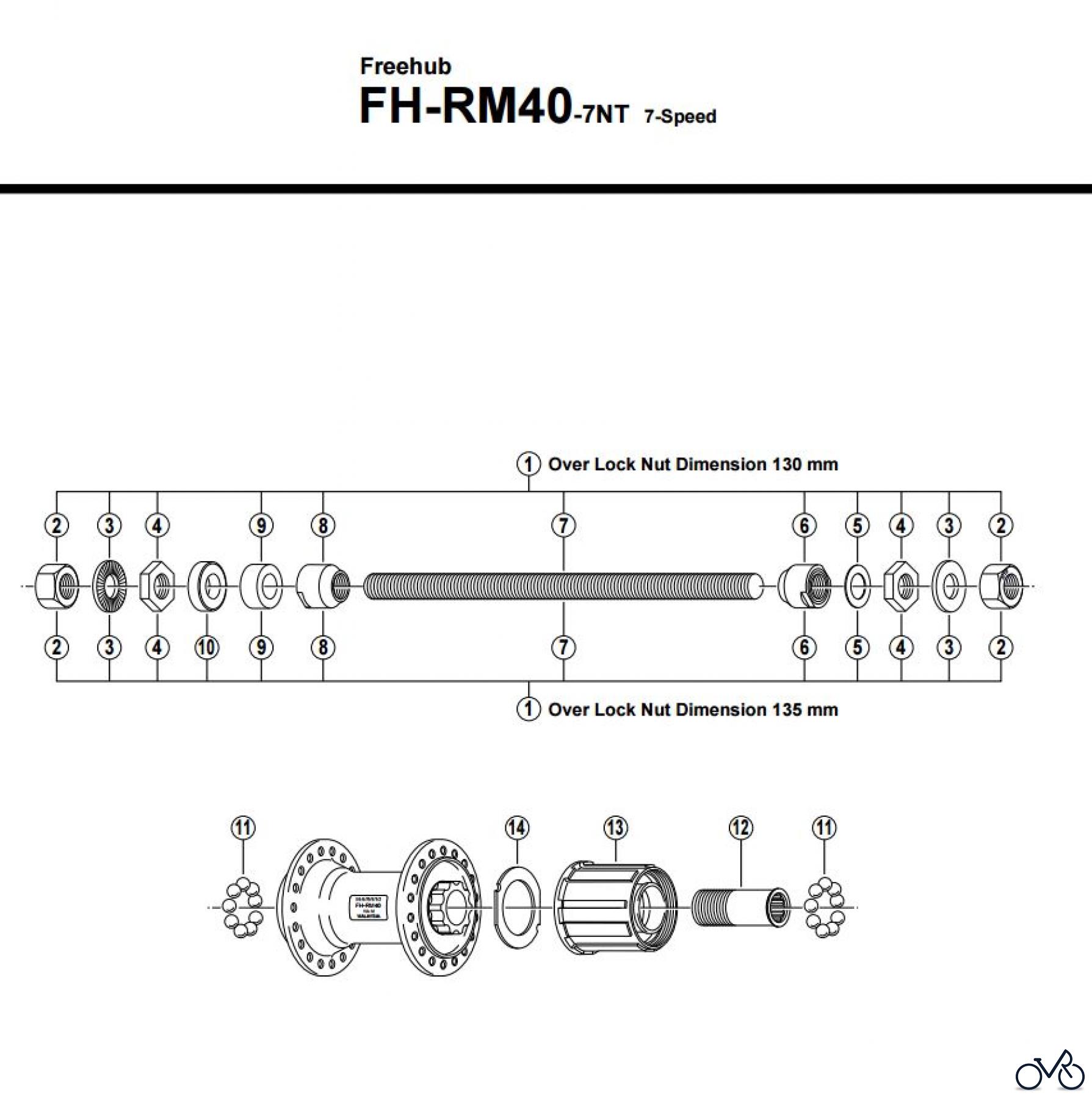 Shimano FH Free Hub - Freilaufnabe FH-RM40-7NT Kassettennabe 7-fach