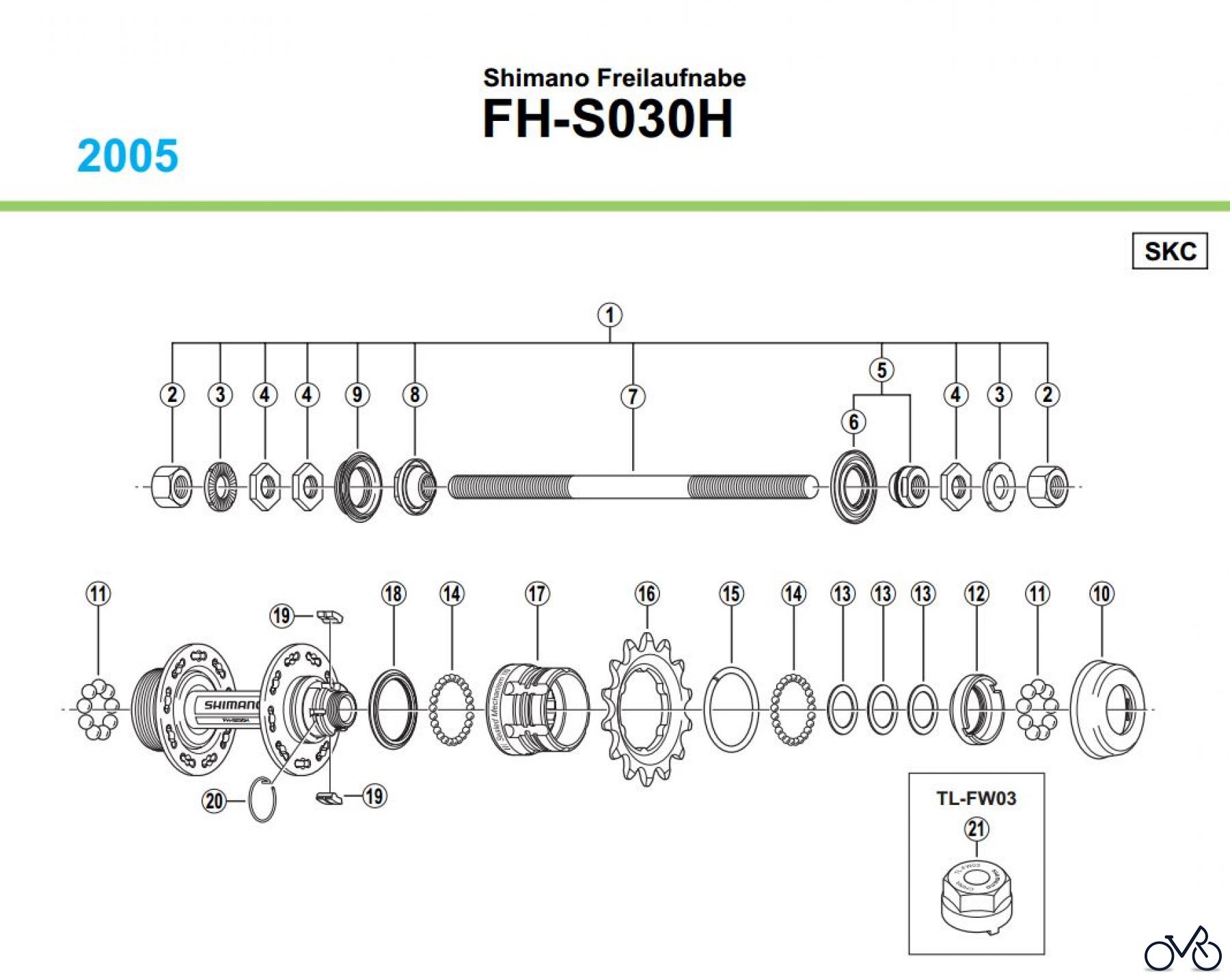 Shimano FH Free Hub - Freilaufnabe FH-S030H Shimano Freilaufnabe