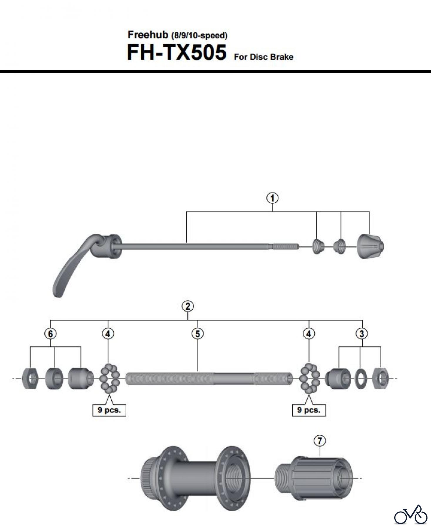 Shimano FH Free Hub - Freilaufnabe FH-TX505 Freehub (8/9/10-speed)