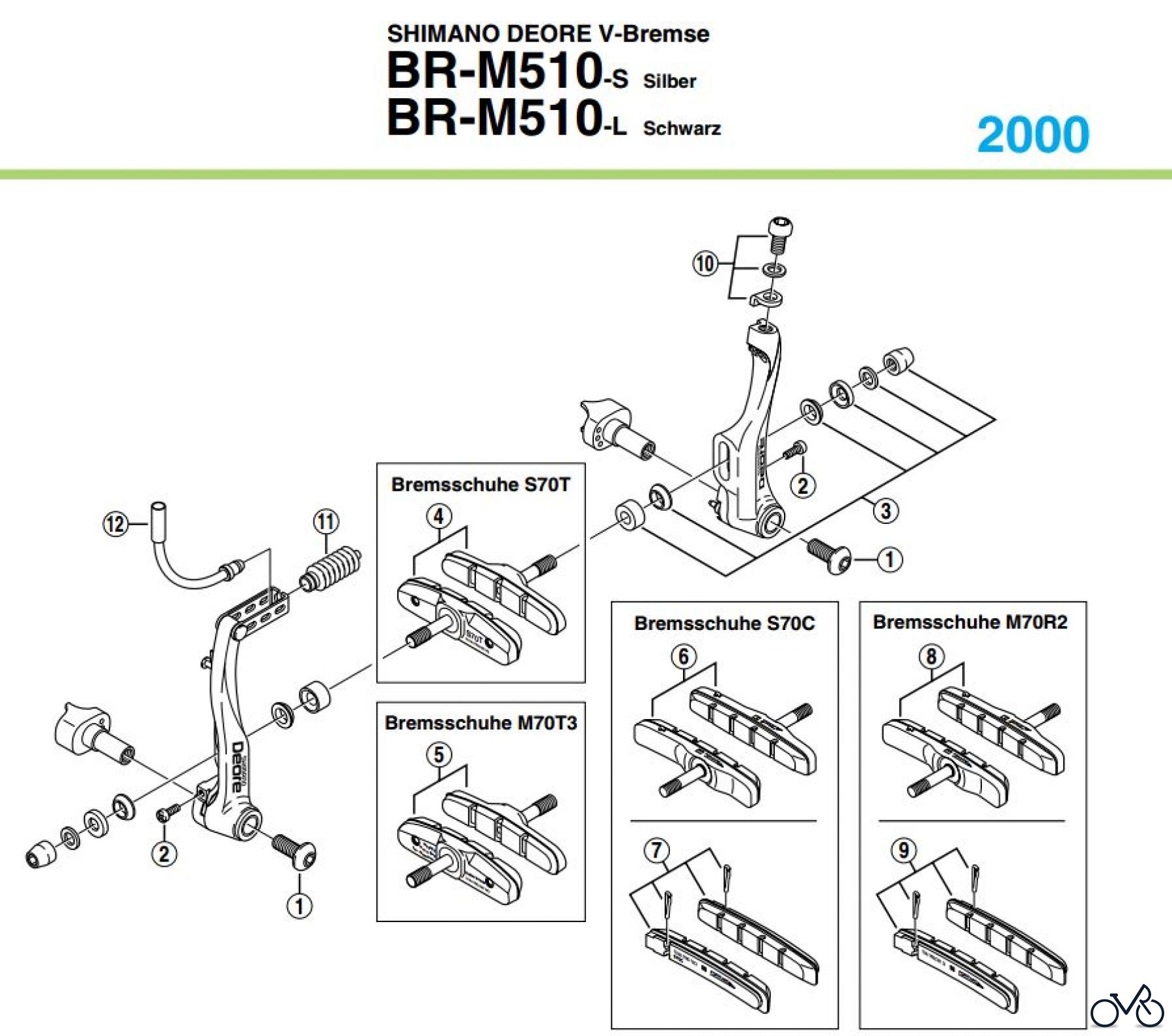 Shimano BR Brake - Bremse BR-M510-2000 SHIMANO DEORE V-Bremse