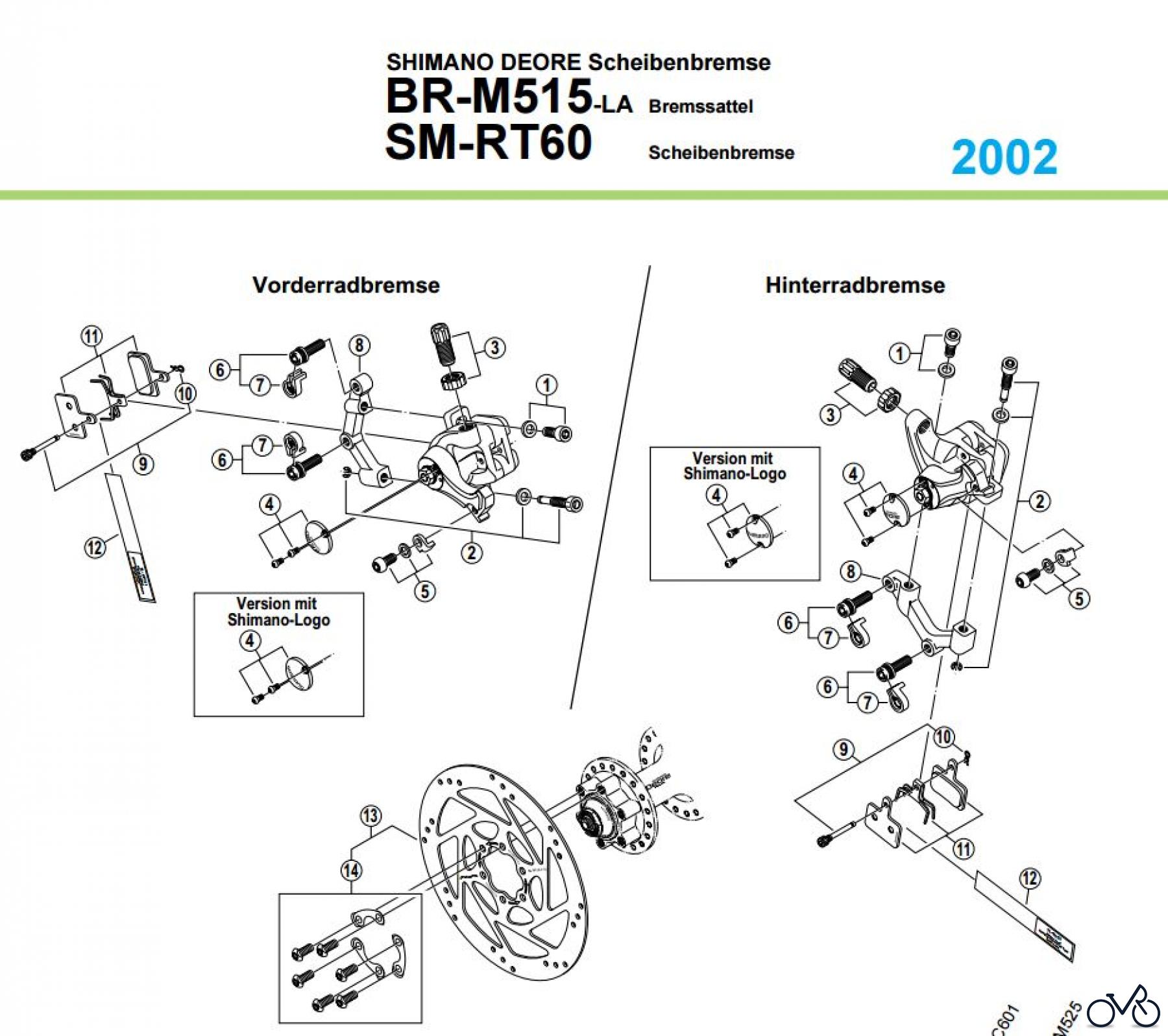 Shimano BR Brake - Bremse BR-M515-LA, 2000 SHIMANO DEORE Scheibenbremse