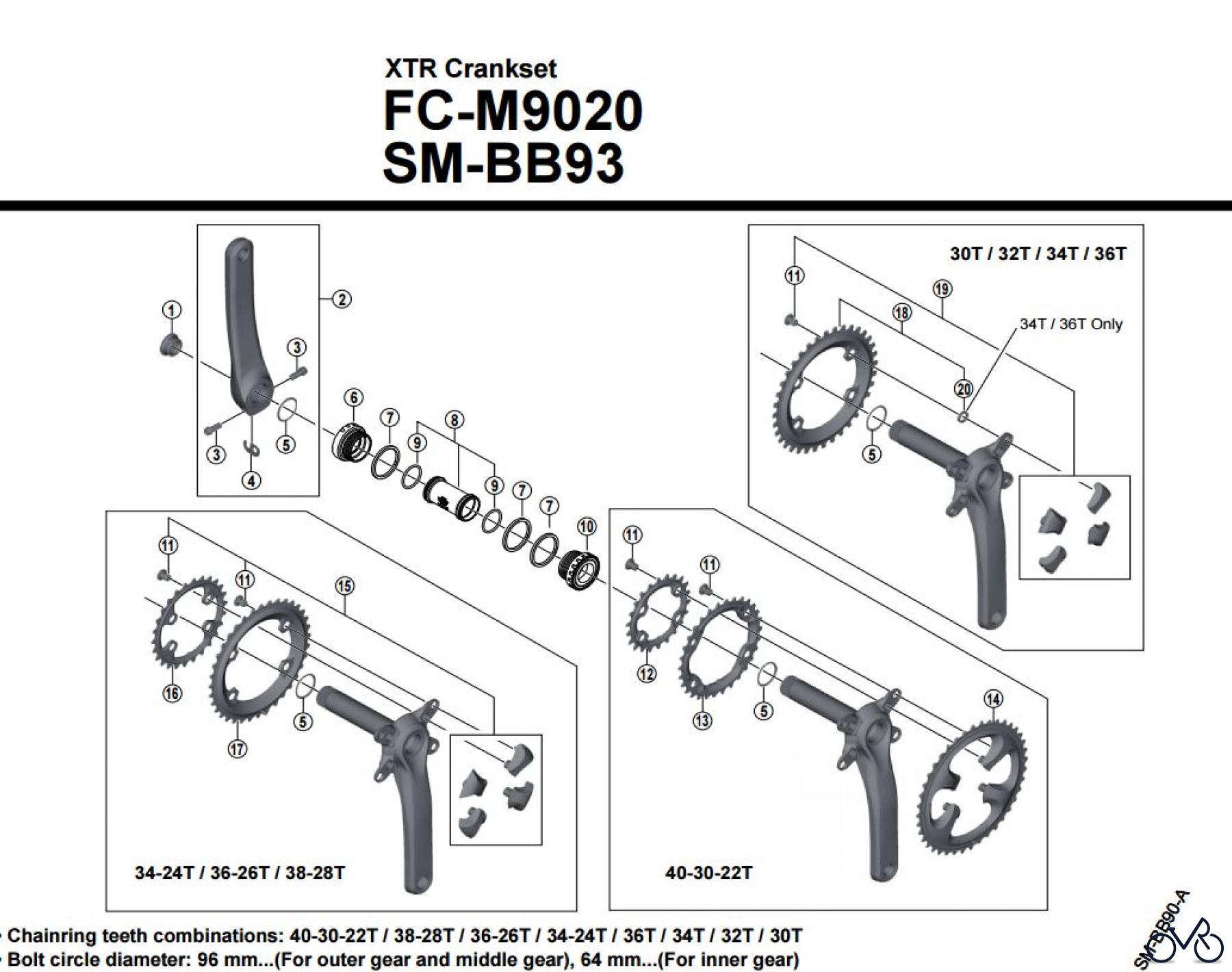 Shimano FC Front Chainwheel - Kurbelsatz, Vorderes Kettenblatt FC-M9020-3776 XTR Kurbelgarnitur
