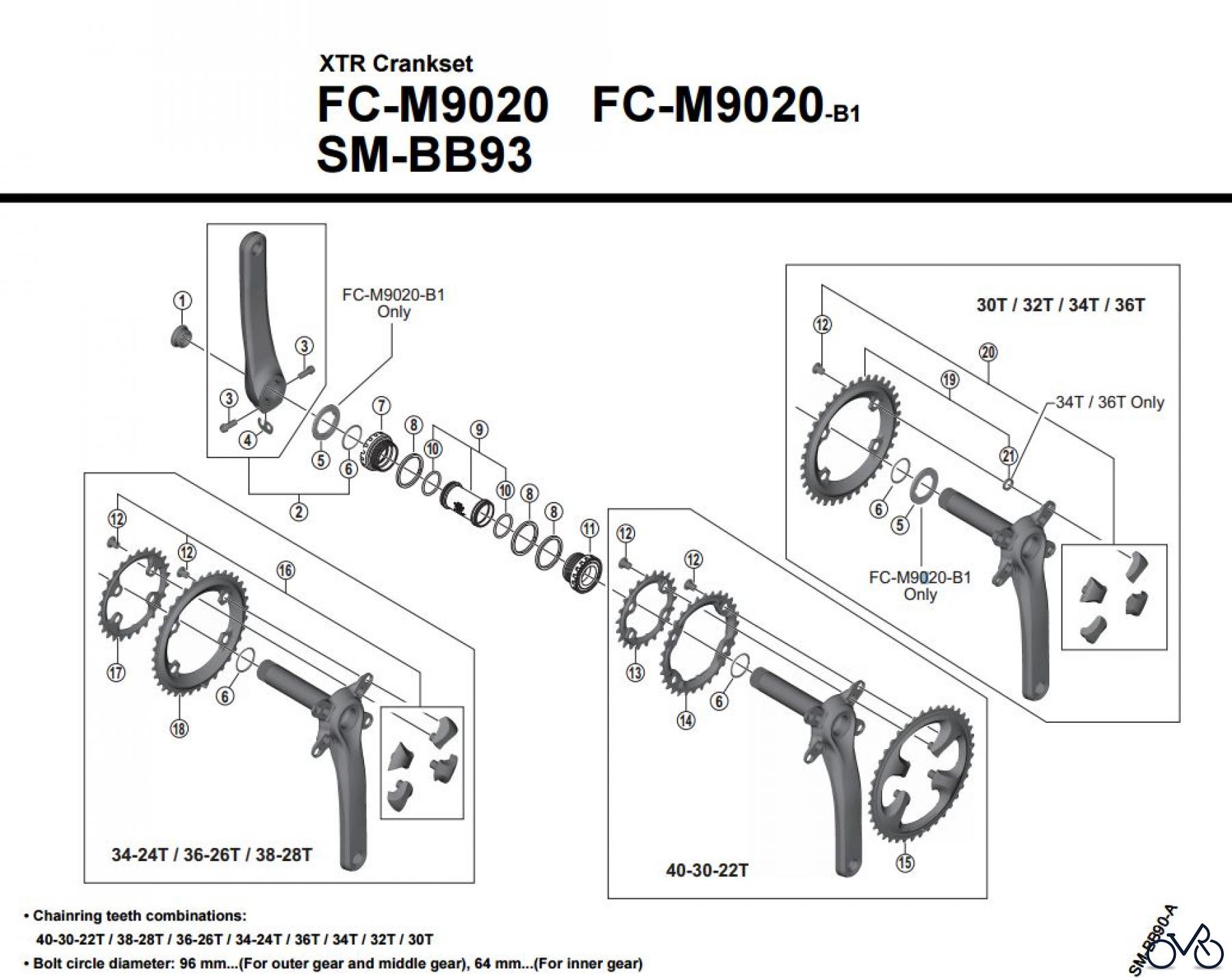 Shimano FC Front Chainwheel - Kurbelsatz, Vorderes Kettenblatt FC-M9020-3776A XTR Kurbelgarnitur