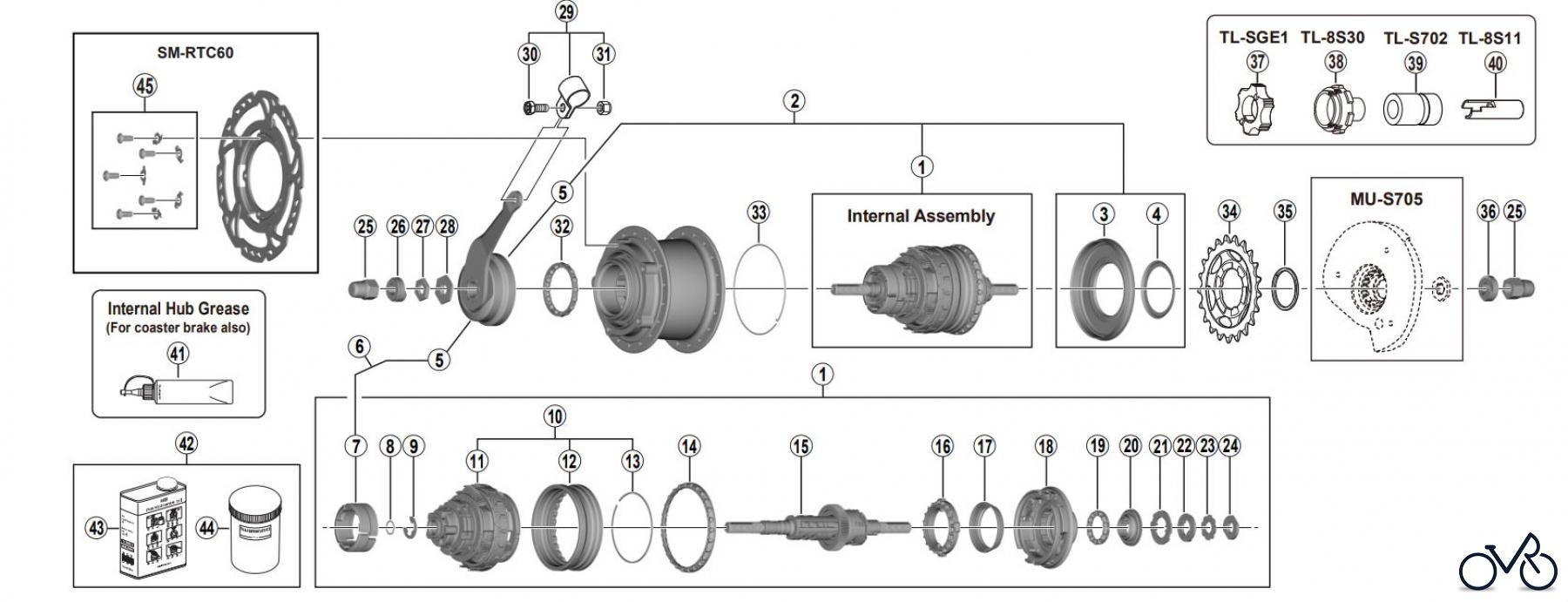 Shimano SG Getriebenabe /Nabenschaltung SG-C6061-8CD (-4133) Shimano NEXUS 8-Gang Nabenschaltung