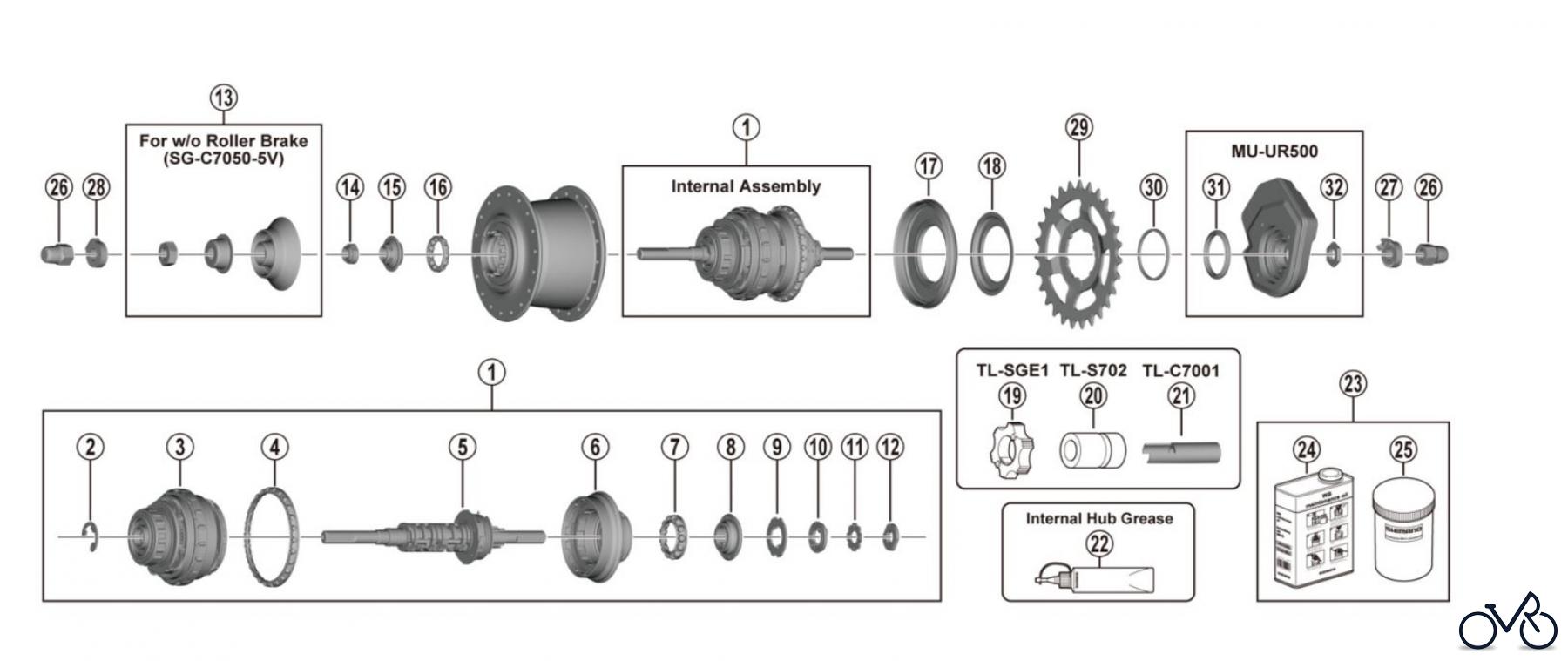 Shimano SG Getriebenabe /Nabenschaltung SG-C7050-5R-5V-4455B NEXUS 5-Gang E-Bike Dedicated DI2 Nabenschaltung