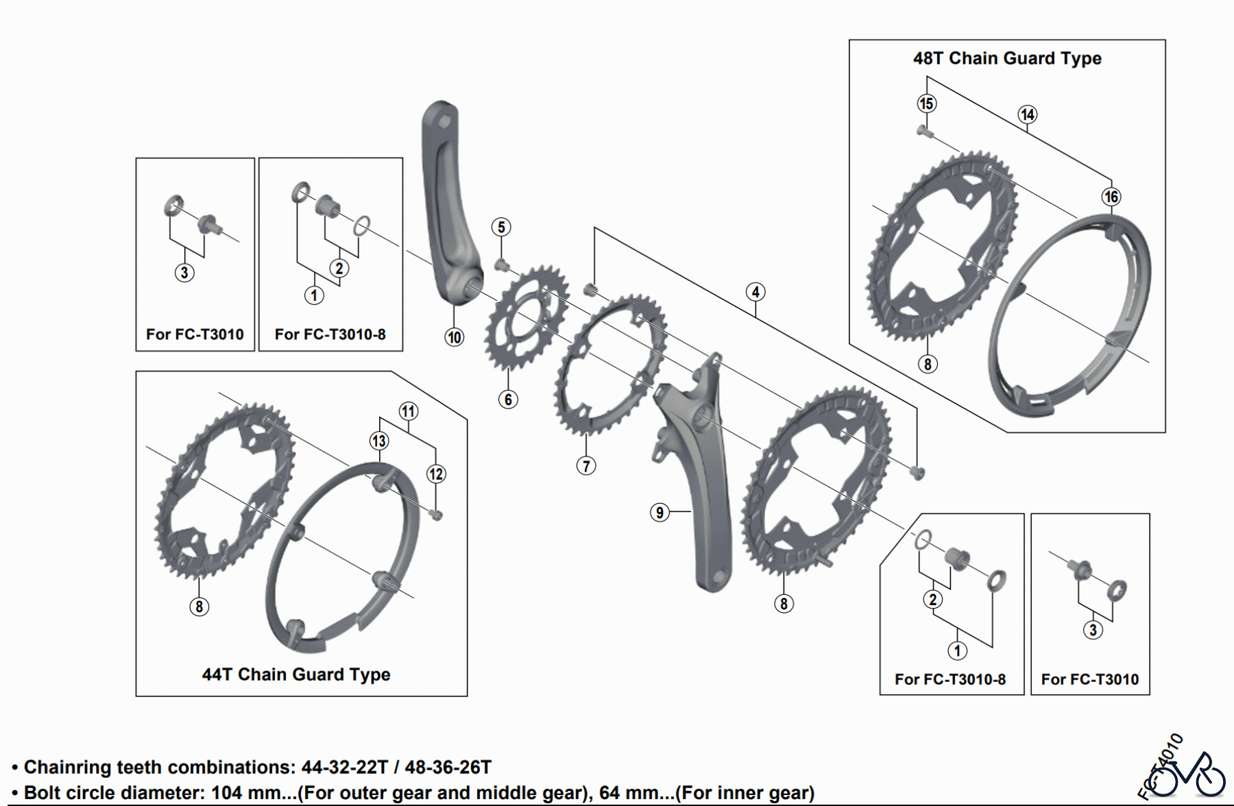Shimano FC Front Chainwheel - Kurbelsatz, Vorderes Kettenblatt FC-T3010 ACERA Crankset