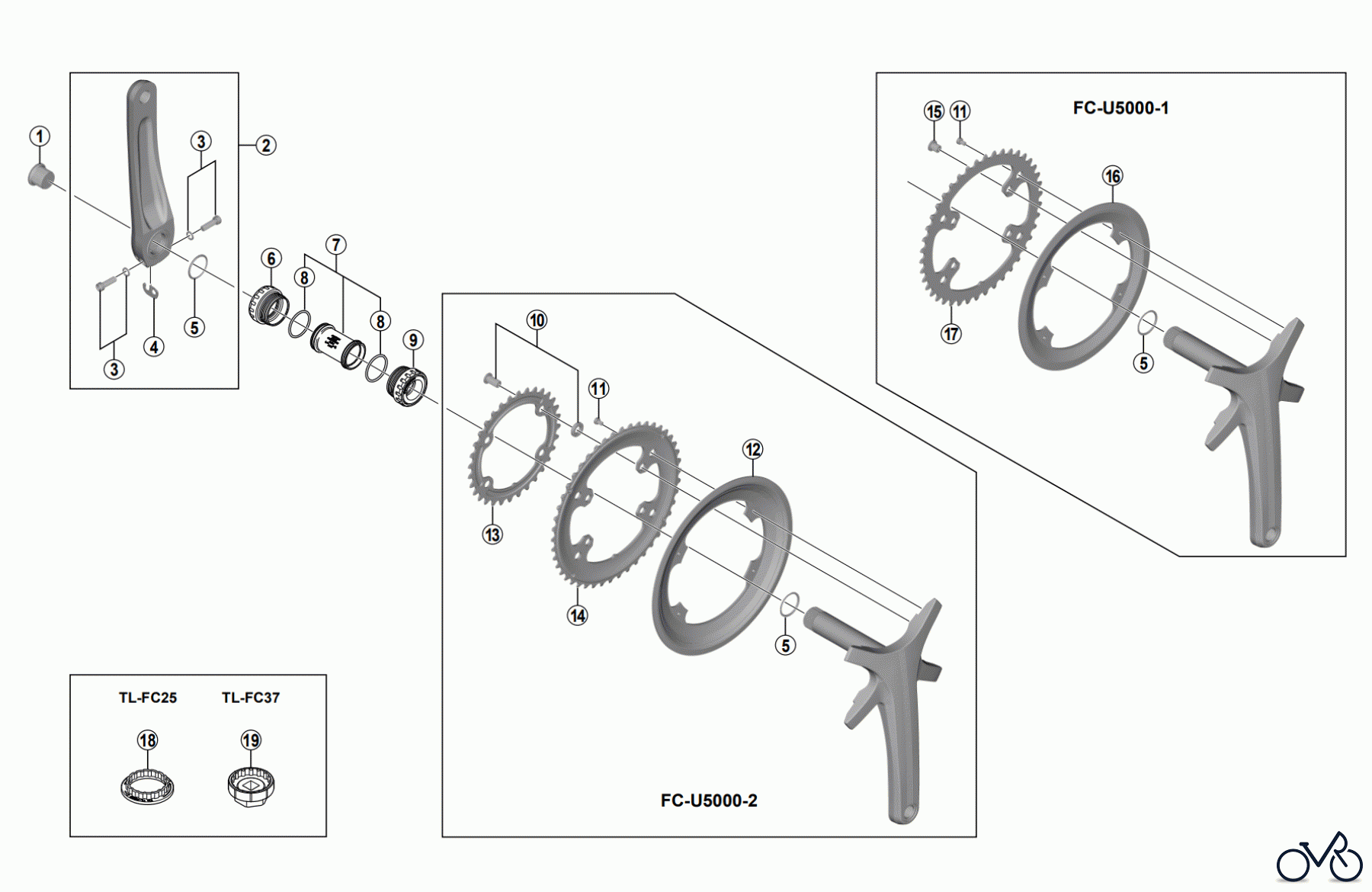 Shimano FC Front Chainwheel - Kurbelsatz, Vorderes Kettenblatt FC-U5000 (3966A) METREA Crankset