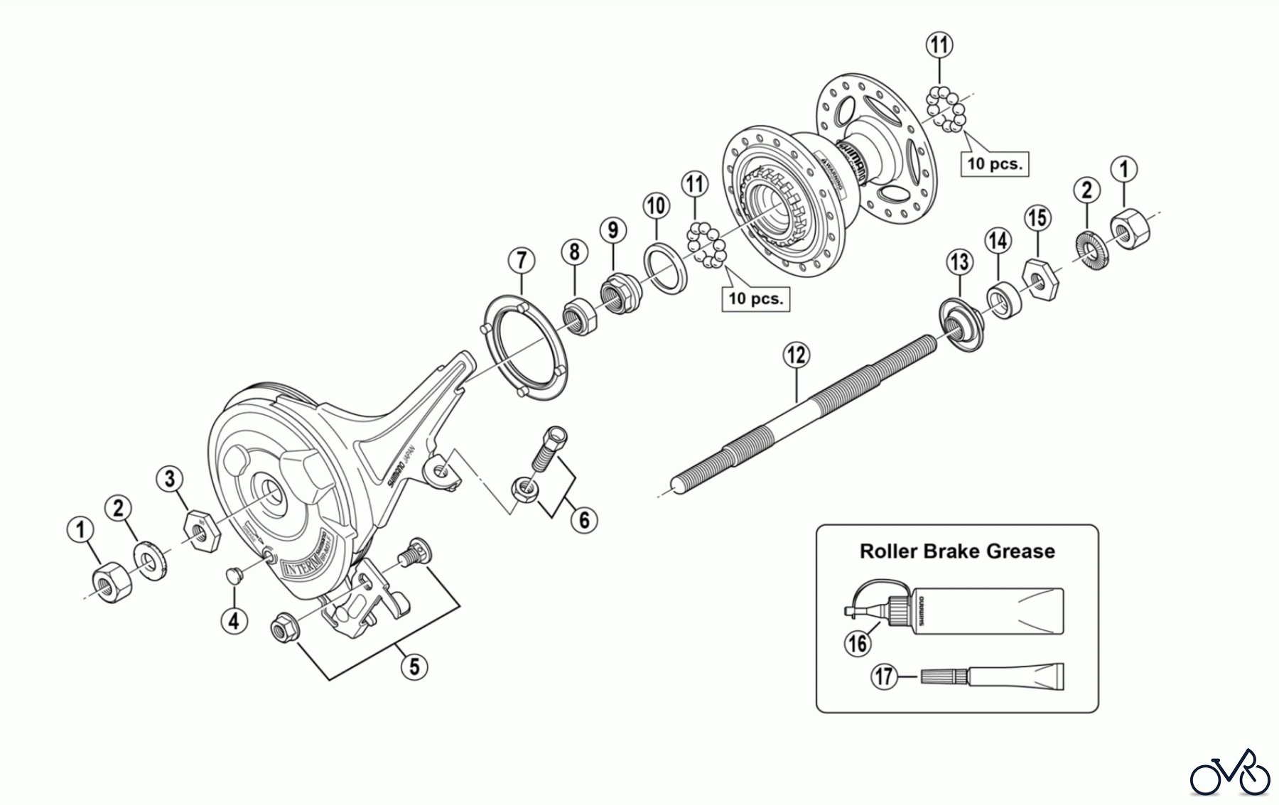 Shimano BR Brake - Bremse BR-IM31-F (-2224B) SHIMANO FRONT HUB w/Hi-Power Roller Brake