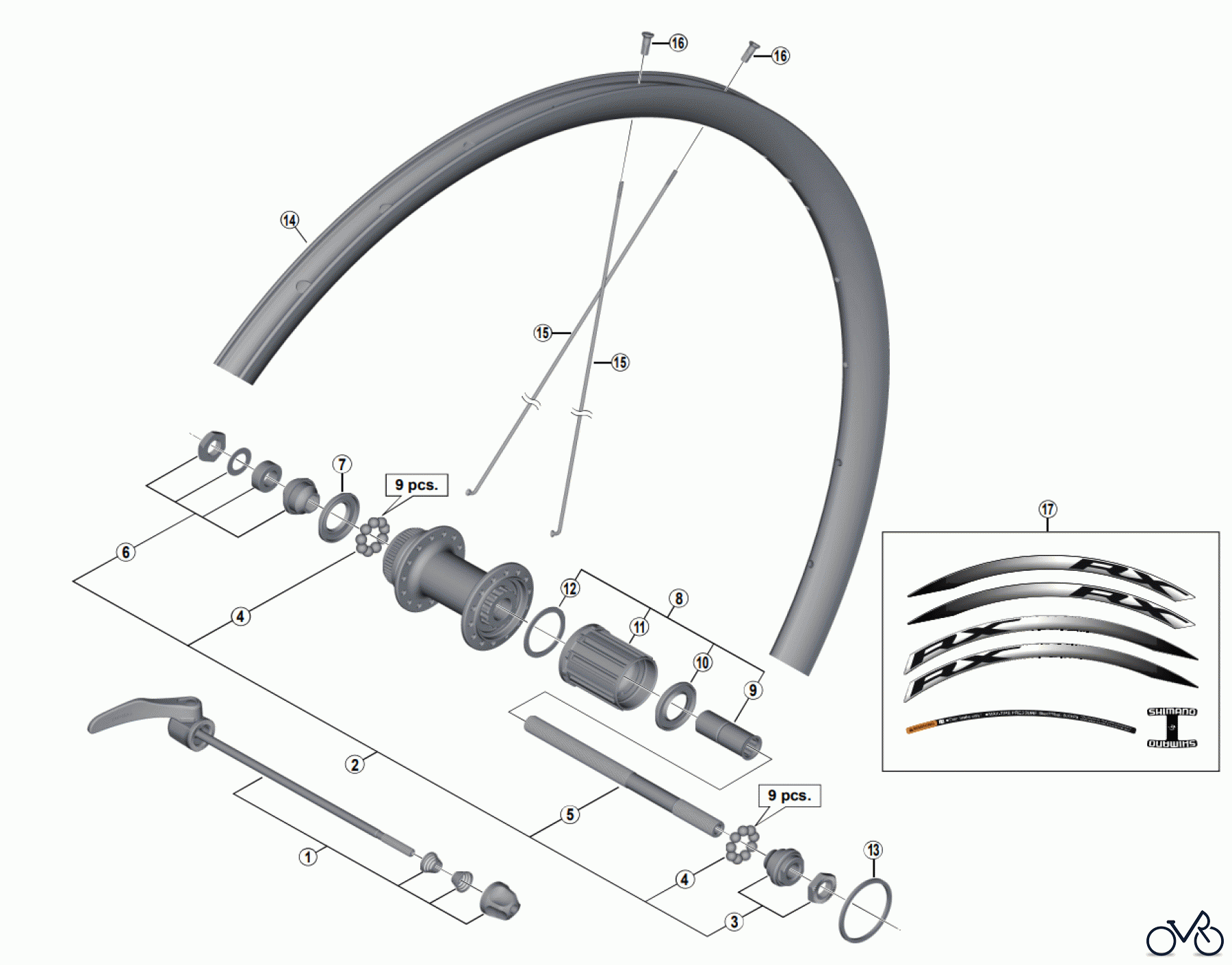 Shimano WH Wheels - Laufräder WH-RX010-R Rear Wheel (10/11-speed)