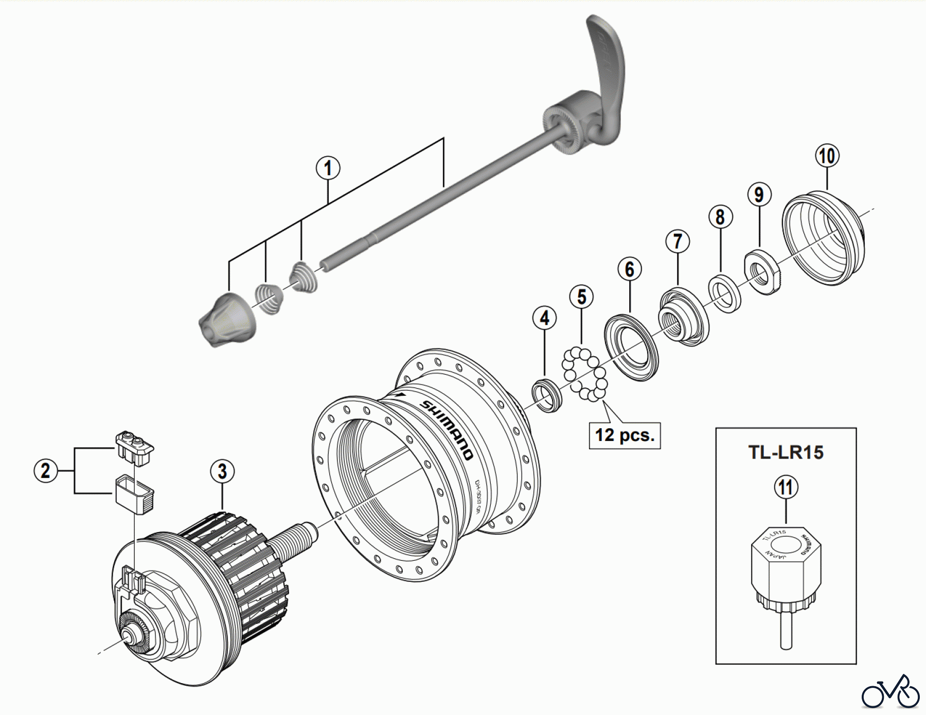 Shimano DH Dynamo Hub - Nabendynamo DH-3D37-QR Shimano Nabendynamo