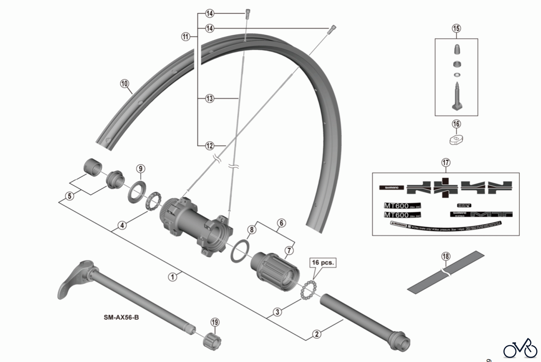 Shimano WH Wheels - Laufräder WH-MT600-TL-R12-B-29 Rear Wheel