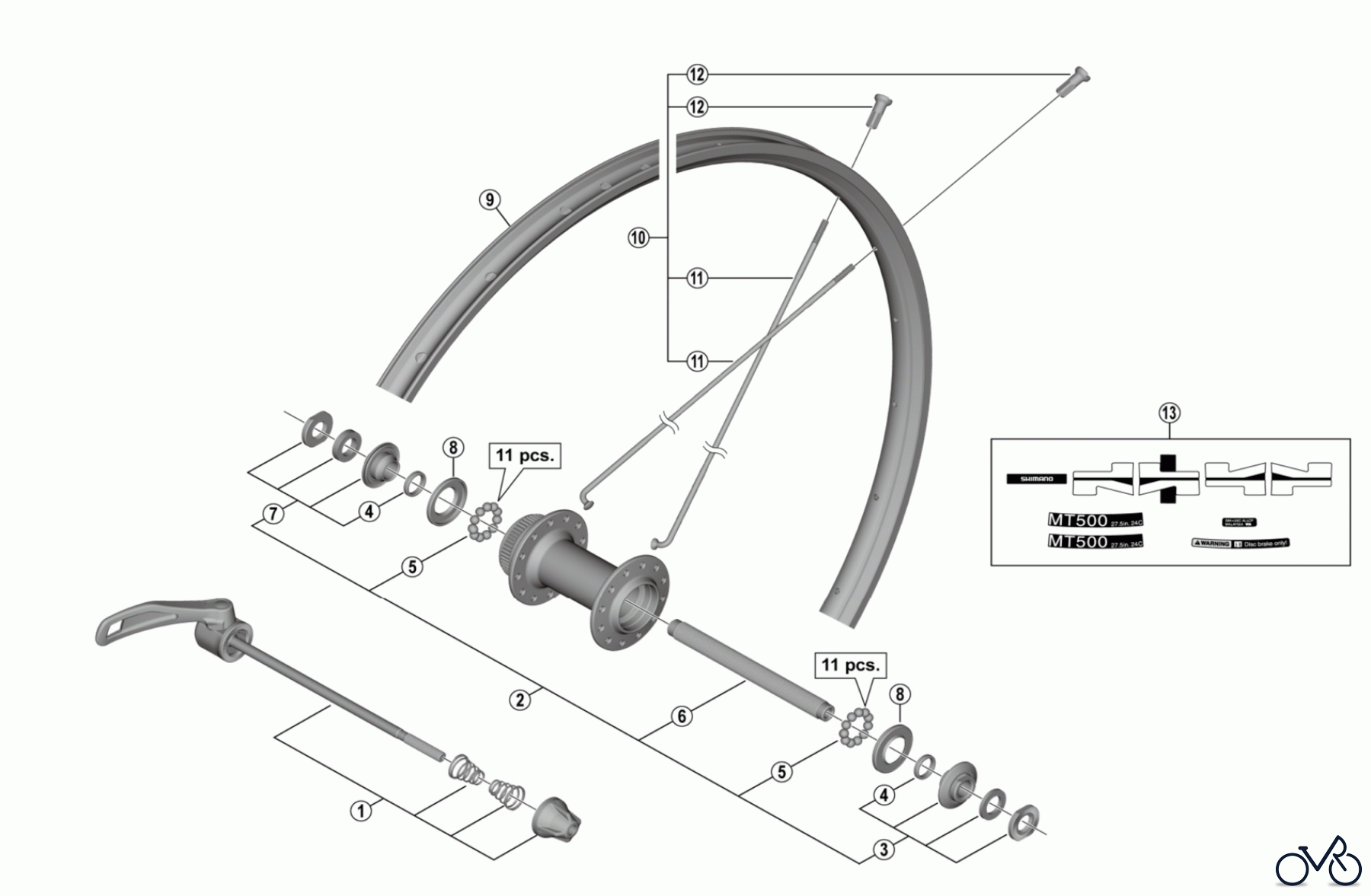 Shimano WH Wheels - Laufräder WH-MT500-CL-F-275 Front Wheel