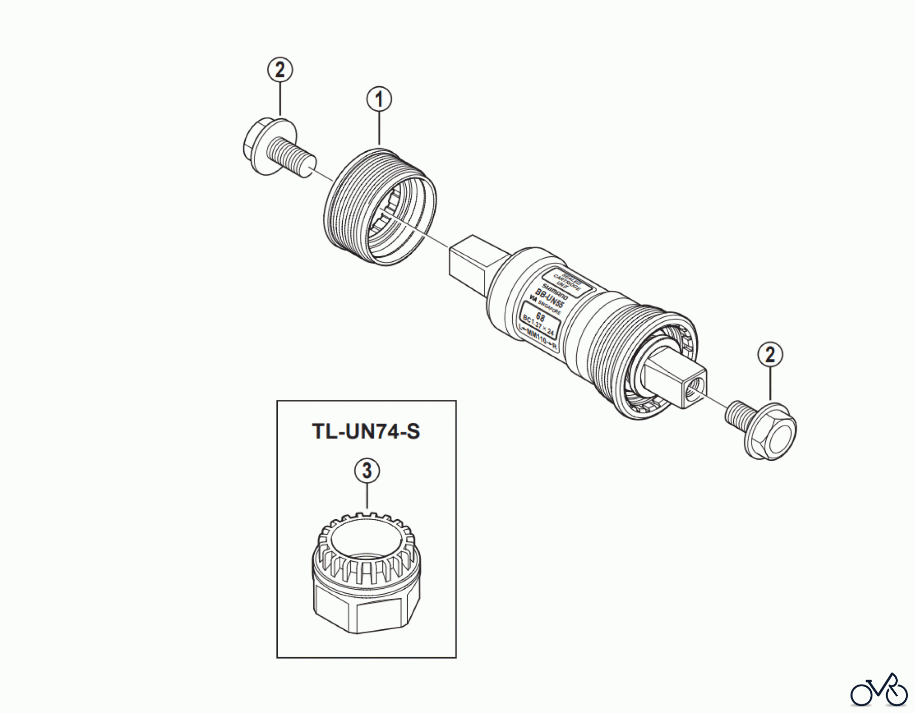 Shimano BB Bottom Bracket- Tretlager BB-UN55 Bottom Bracket Assembly