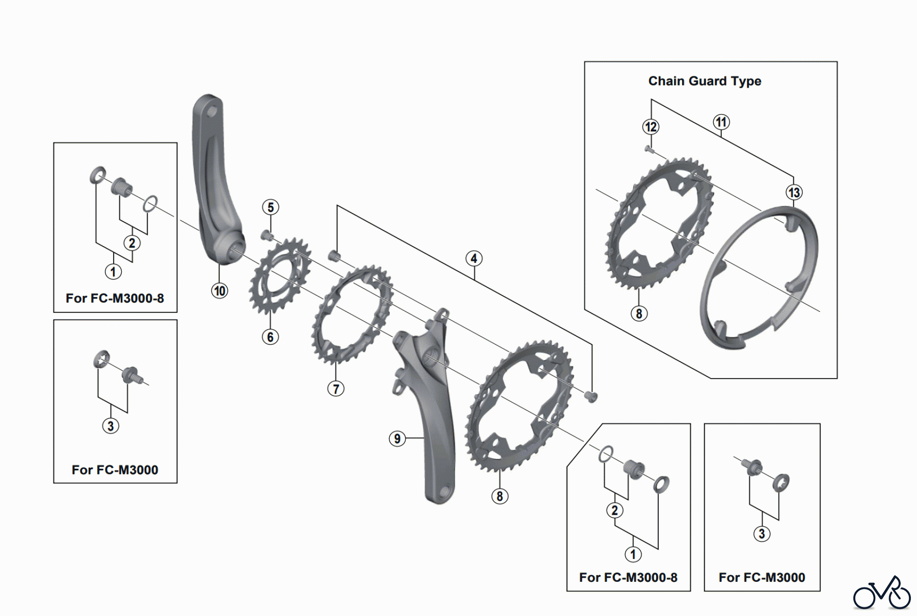 Shimano FC Front Chainwheel - Kurbelsatz, Vorderes Kettenblatt FC-M3000 ACERA Crankset