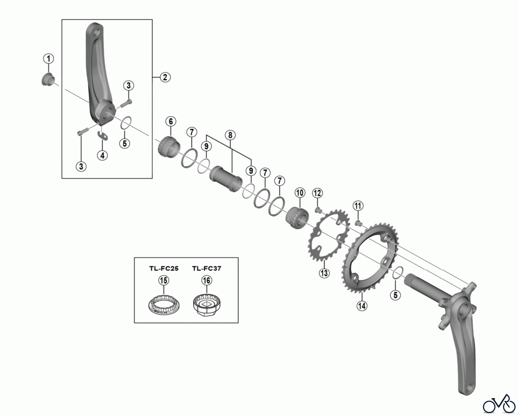 Shimano FC Front Chainwheel - Kurbelsatz, Vorderes Kettenblatt FC-MT600-2, FC-MT600-B2 Crankset