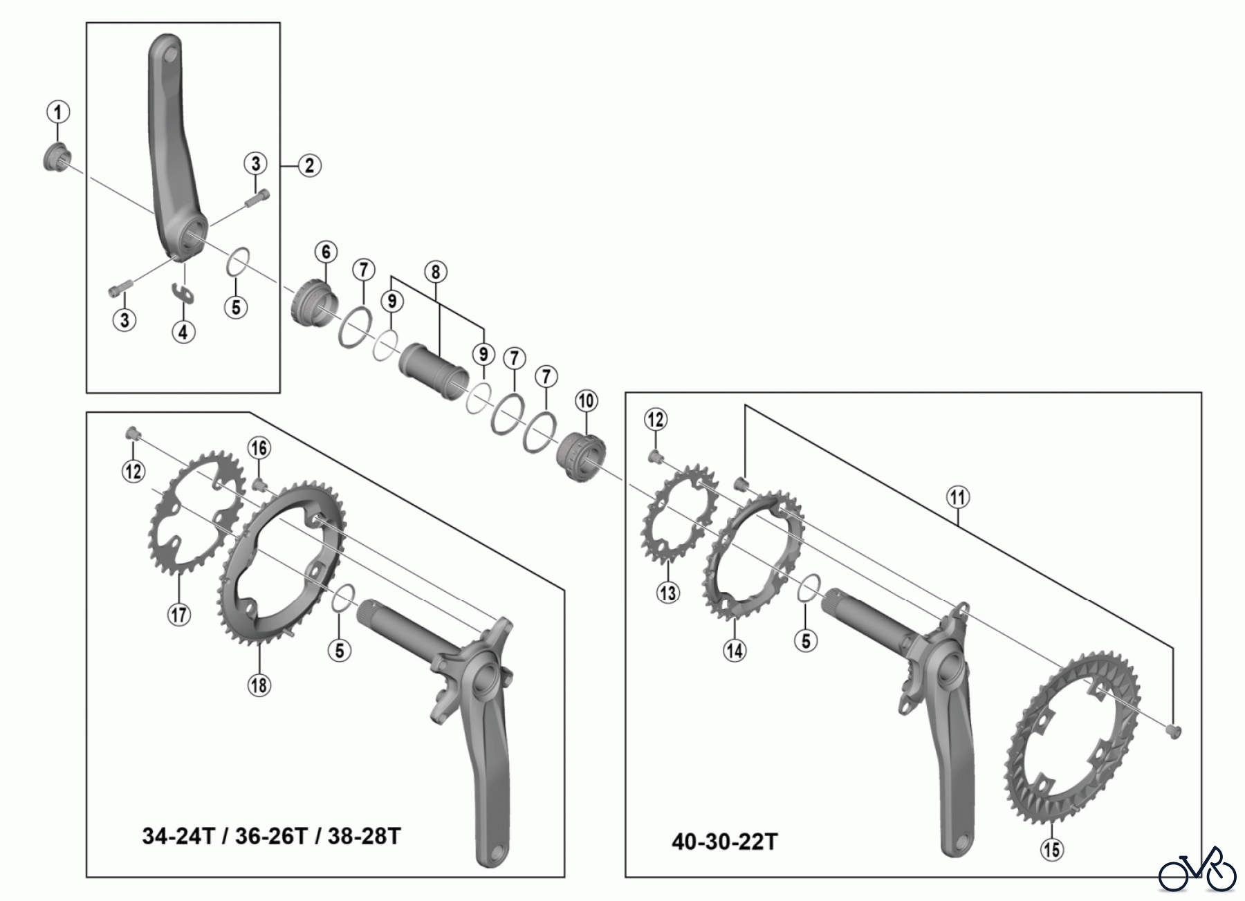 Shimano FC Front Chainwheel - Kurbelsatz, Vorderes Kettenblatt FC-M6000, FC-M6000-2/B2 DEORE Crankset