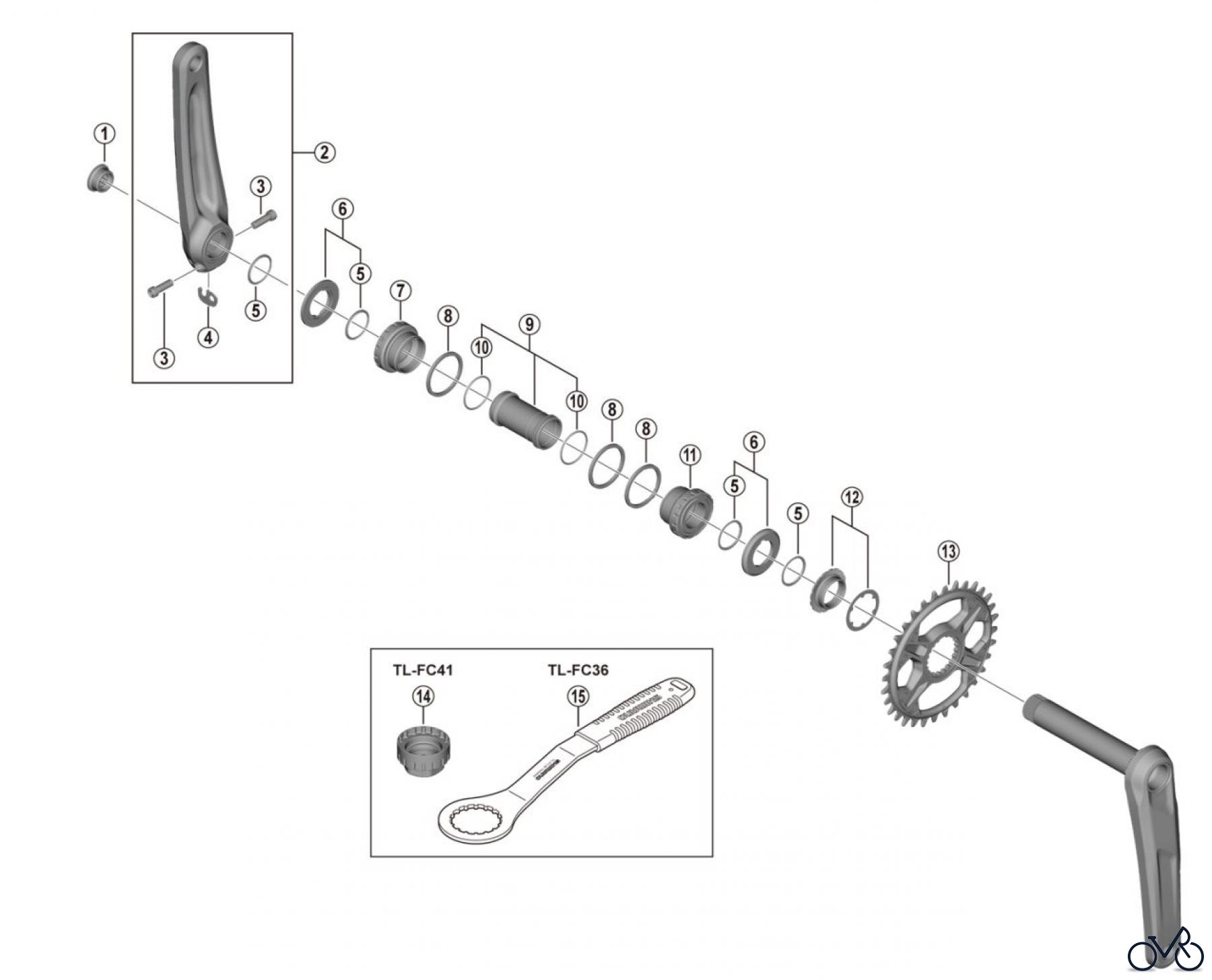 Shimano FC Front Chainwheel - Kurbelsatz, Vorderes Kettenblatt FC-M6130-1 Deore Kurbelgarnitur 12-Fach