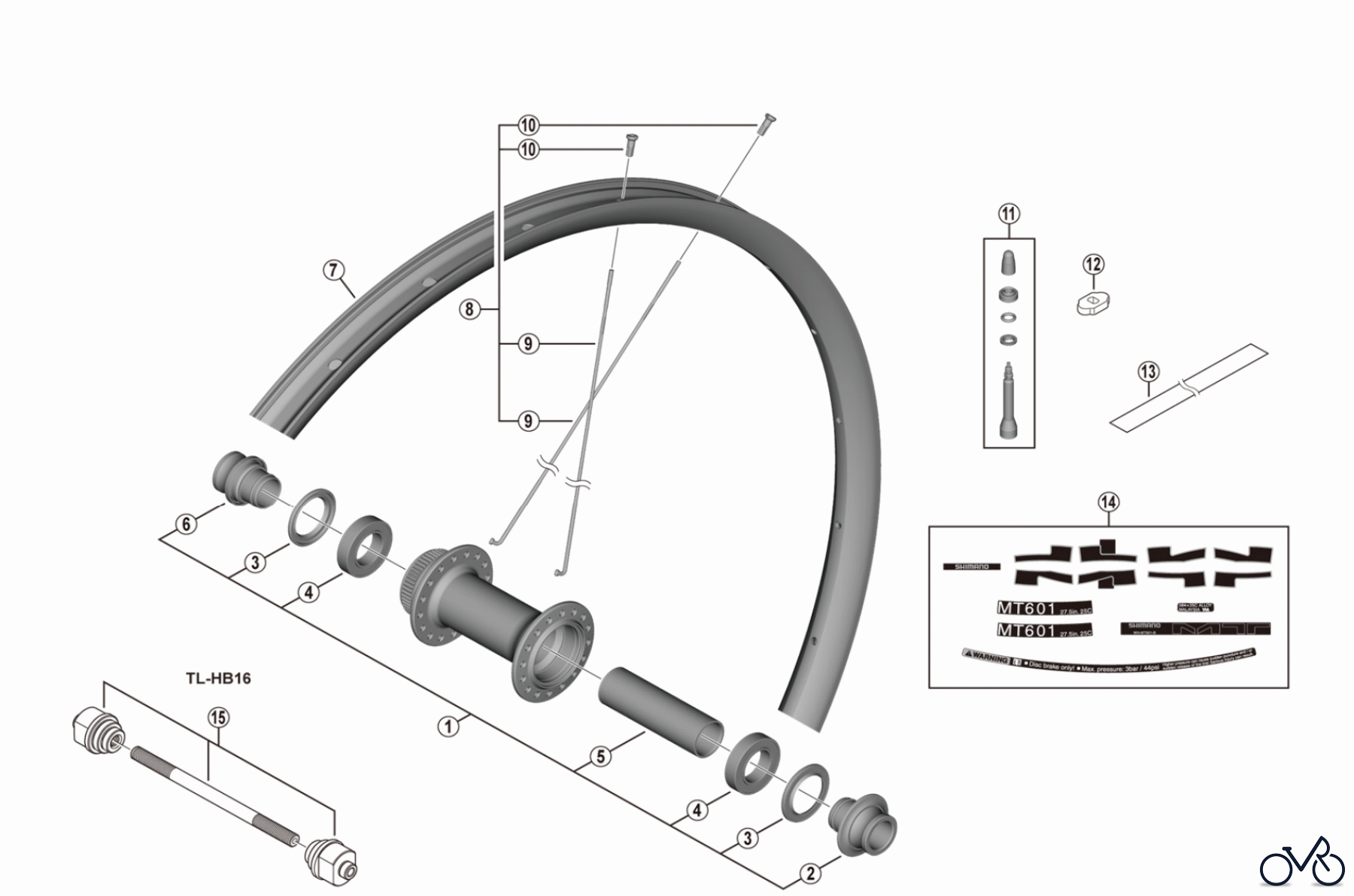 Shimano WH Wheels - Laufräder WH-MT601-TL-F15-B-275 For Disc Brake