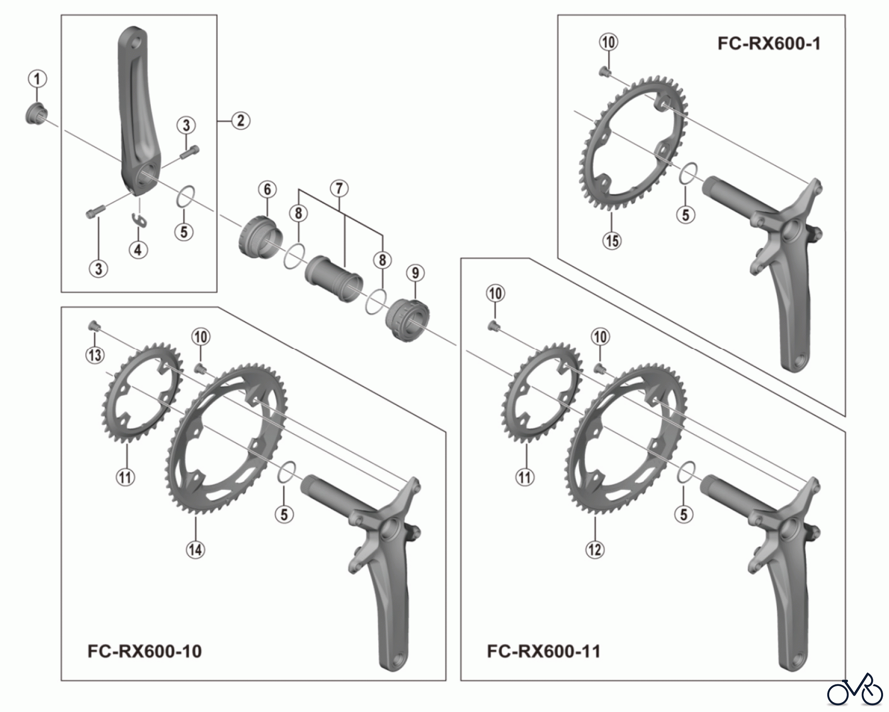 Shimano FC Front Chainwheel - Kurbelsatz, Vorderes Kettenblatt FC-RX600 GRX Crankset